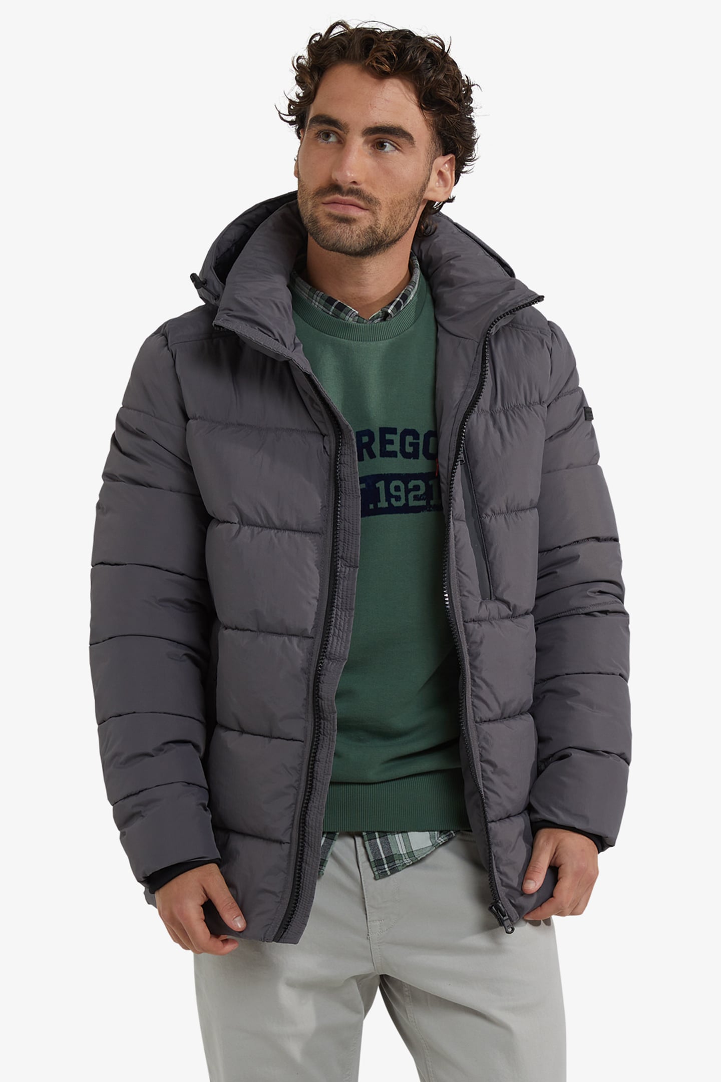 HOODED BOMBER JACKET DARK GREY 1