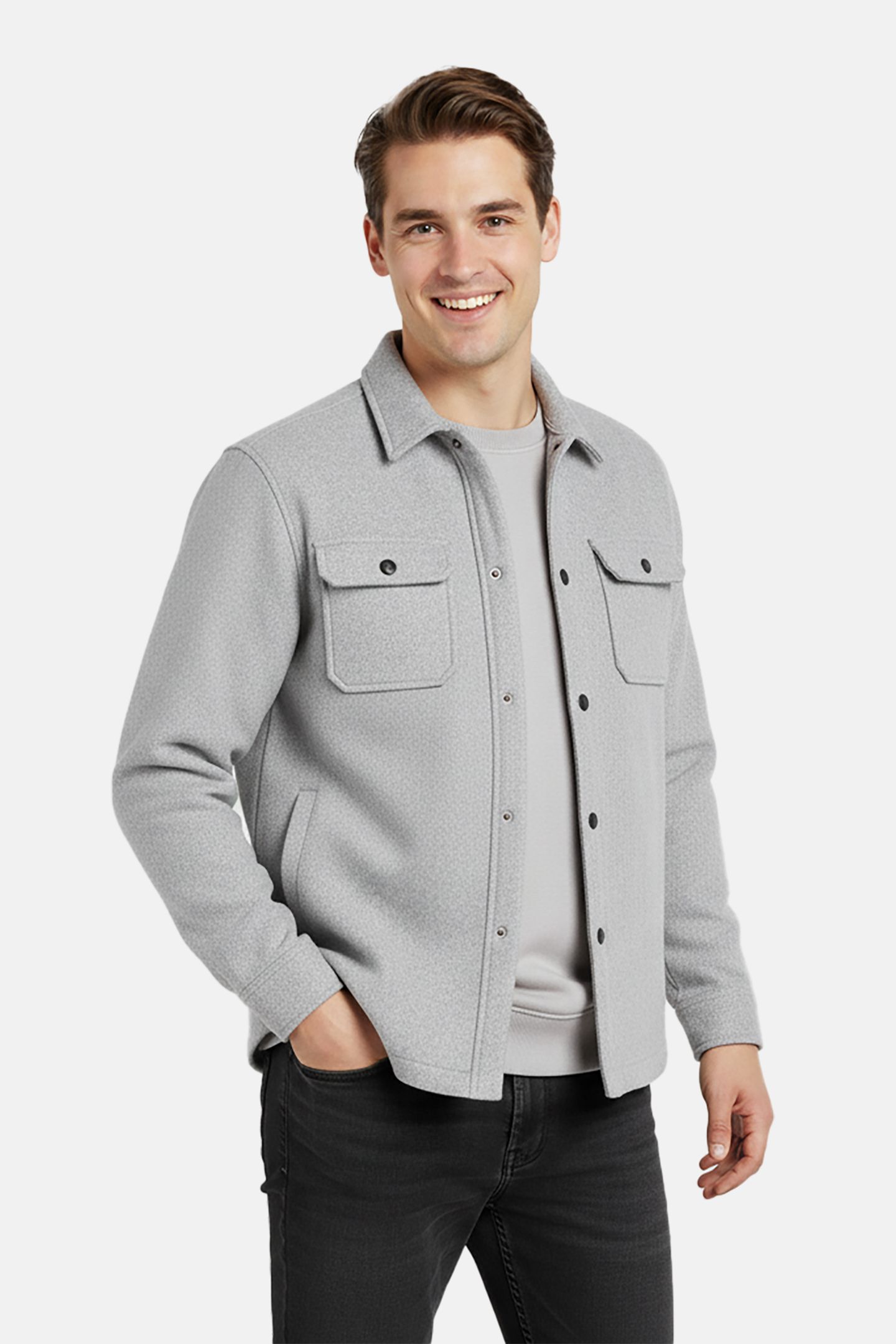 MITZEL SW SHIRT GREY MELEE 1