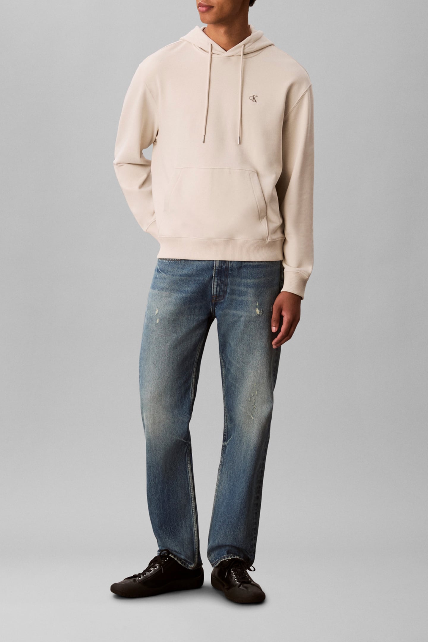 LONGSLEEVE TERRY MONOGRAM HOODIE CHALK 2