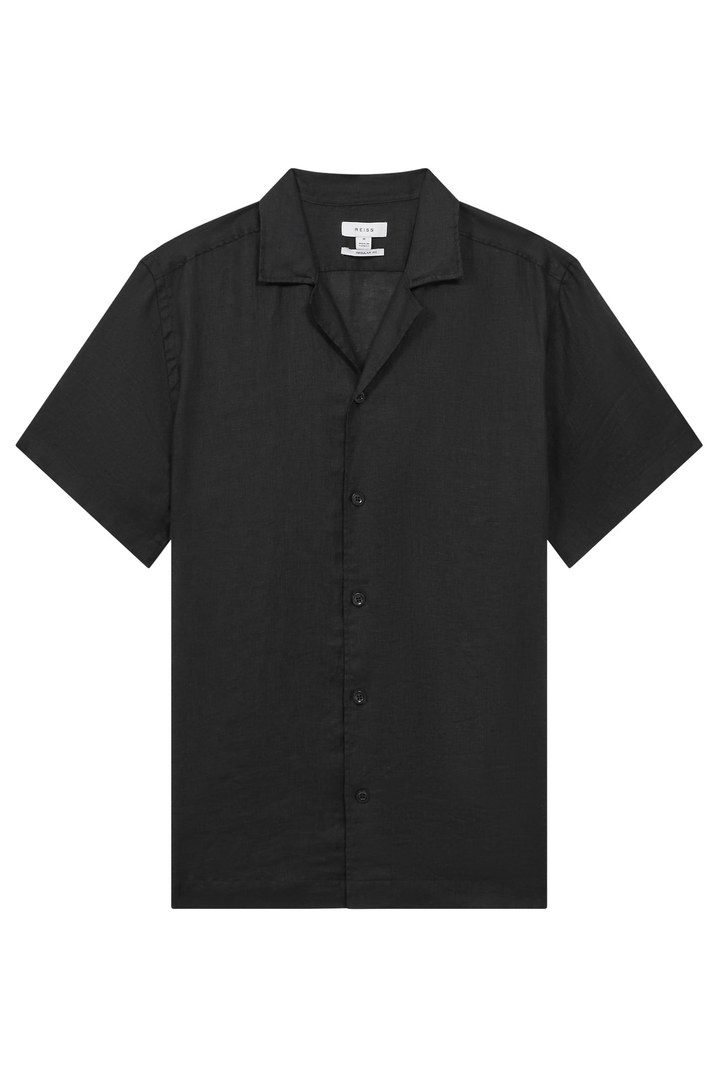 SHORTSLEEVE CUBAN COLLAR LINEN SHIRT BLACK 3