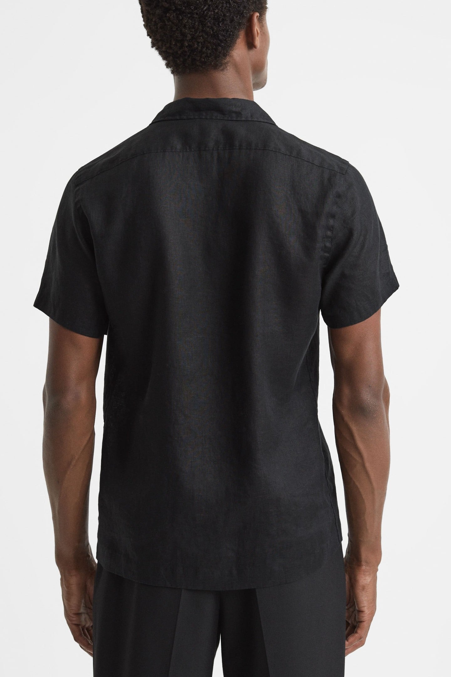 SHORTSLEEVE CUBAN COLLAR LINEN SHIRT BLACK 2