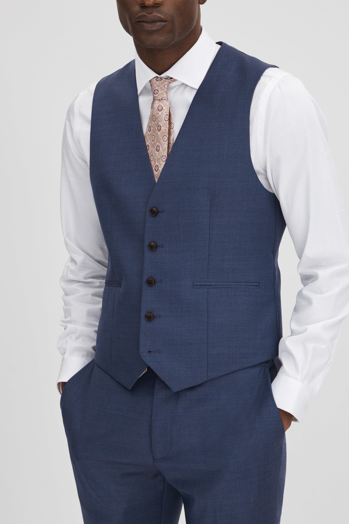 PLAIN WOOL WAISTCOAT BRIGHT BLUE 1