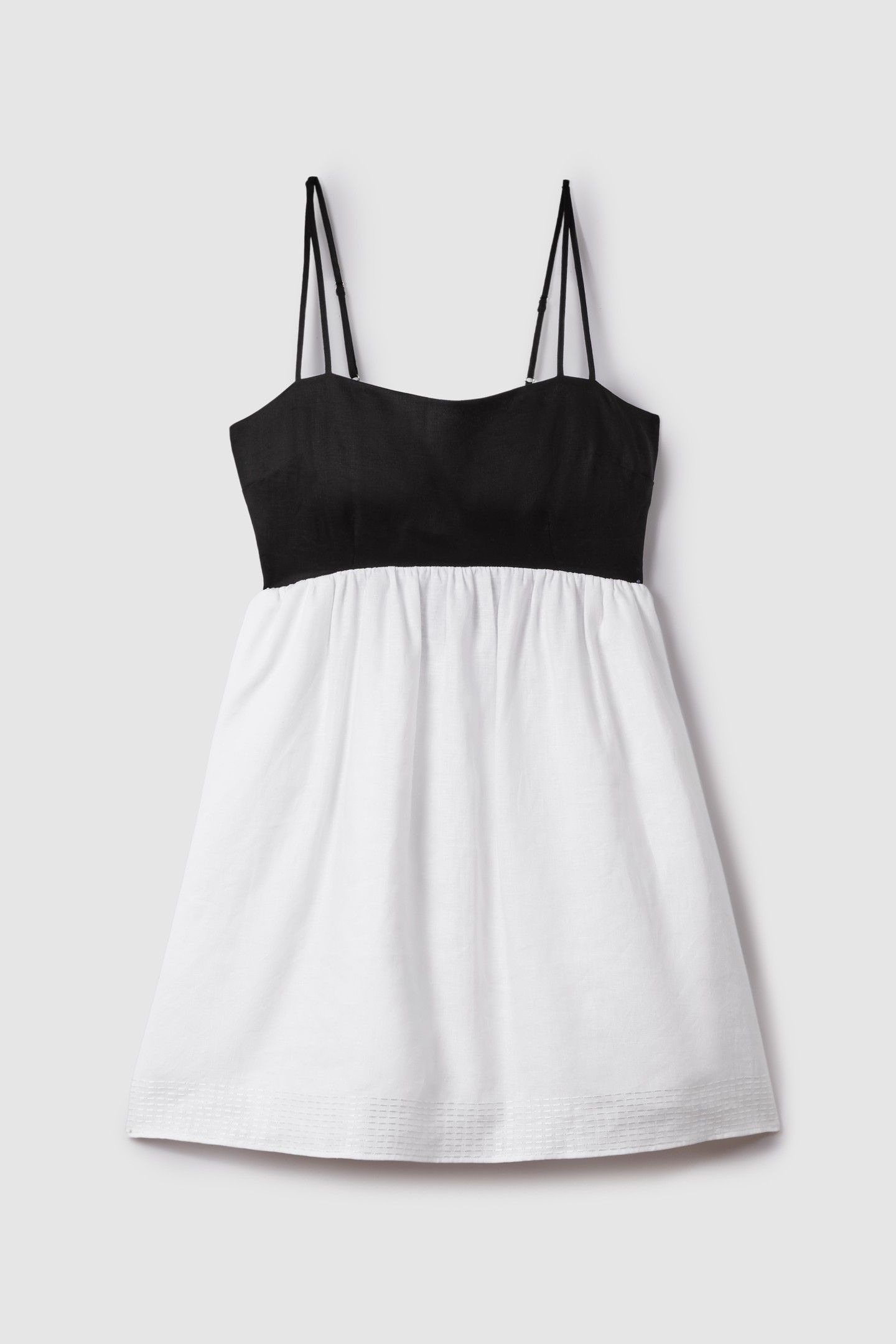 COLOR BLOCK RESORT MINI DRESS BLACK/WHITE 4
