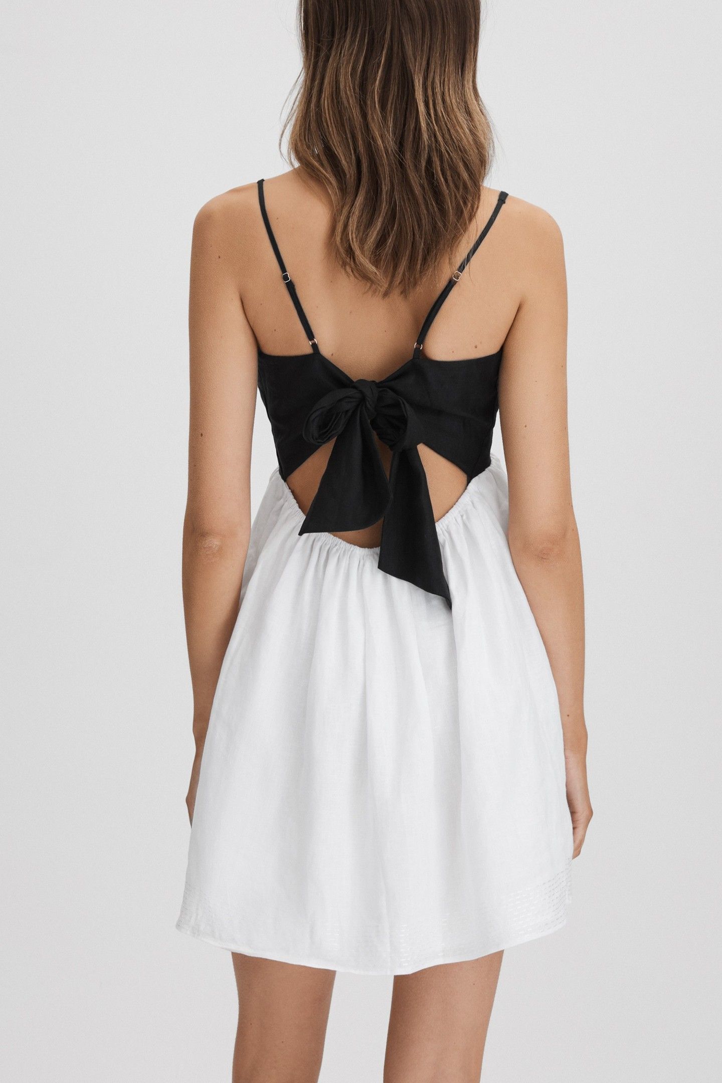 COLOR BLOCK RESORT MINI DRESS BLACK/WHITE 2