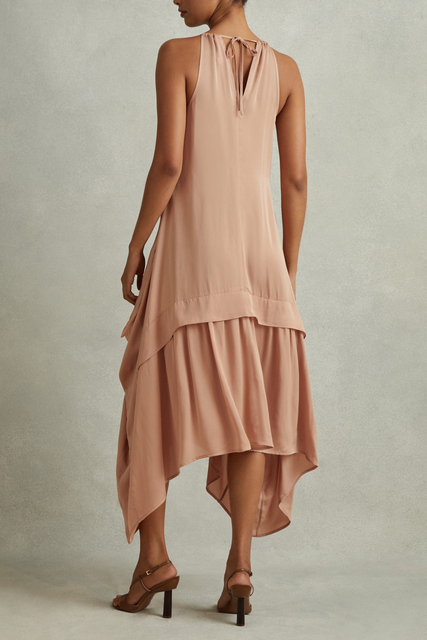 V NECK STRAPPY DRESS NUDE 3