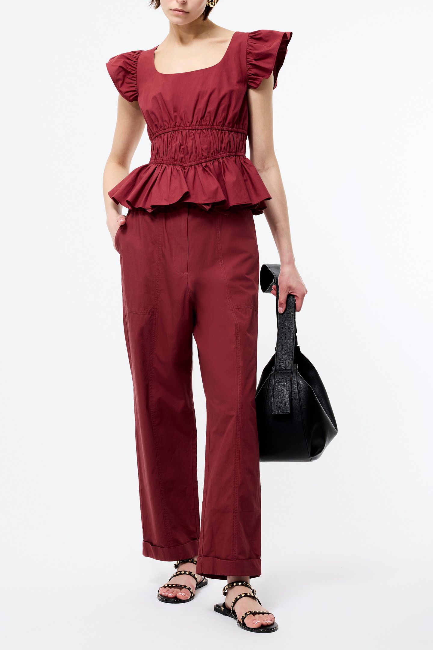 CAMBRIA COTTON SCOOP NECK TOP SUMMER BURGUNDY 1