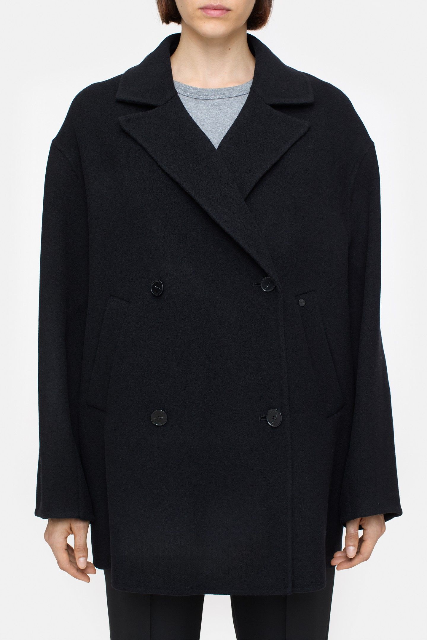 DOUBLE BREASTED COAT JACKET BLACK 1