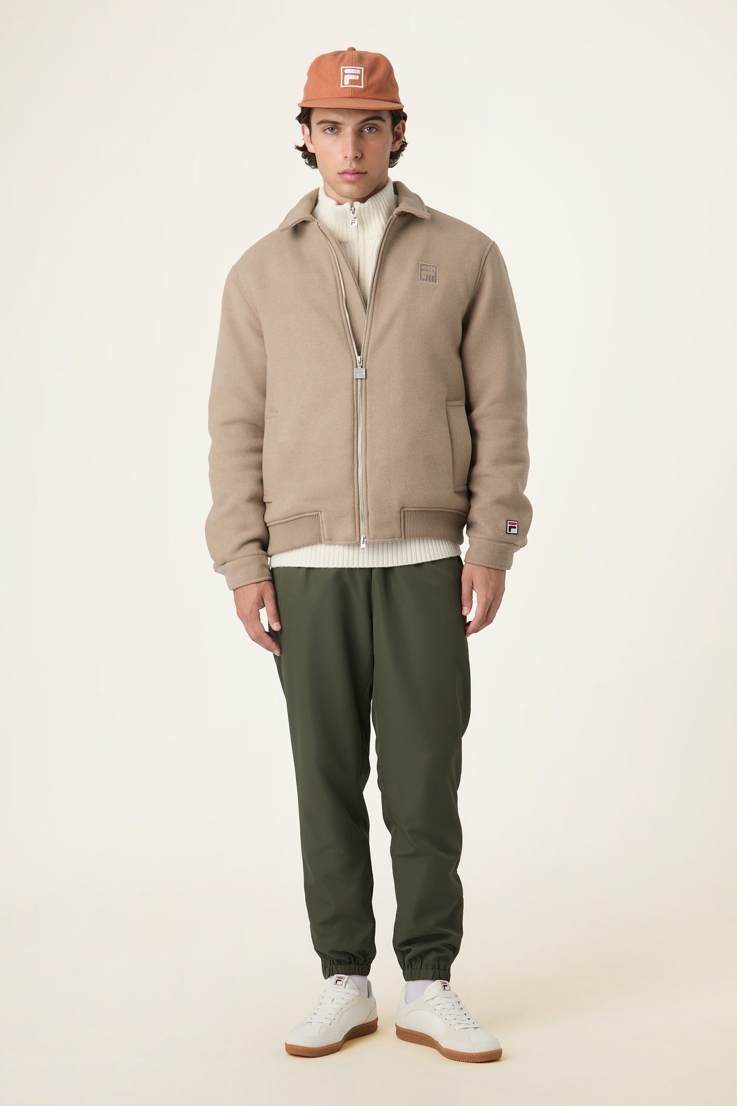 COMO REGULAR FELTED VARSITY JACKET WEATHERED TEAK 2