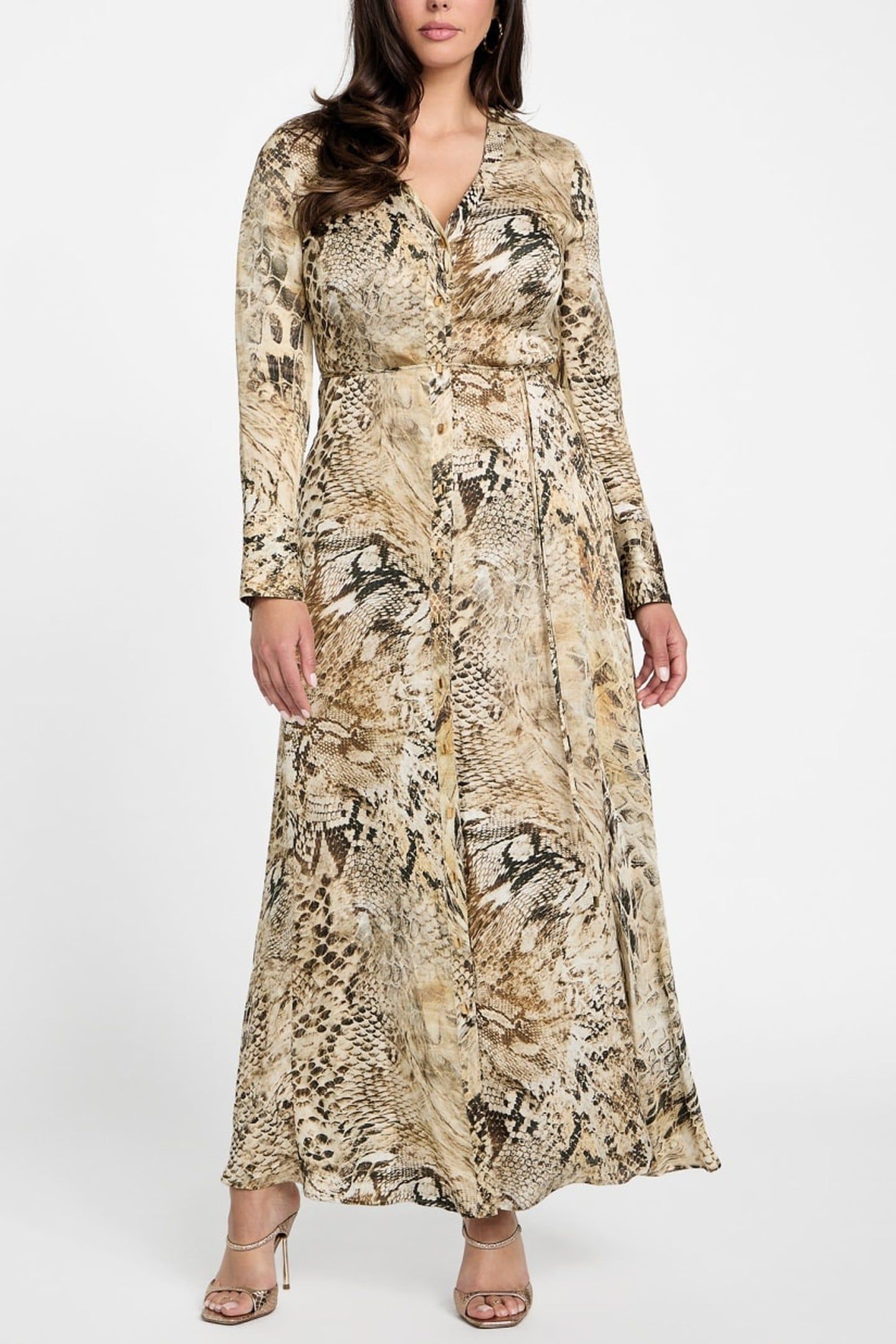 MARCIANO BY GUESS GISELLE LS LONG DRES JUMBLE SKIN PRINT 1