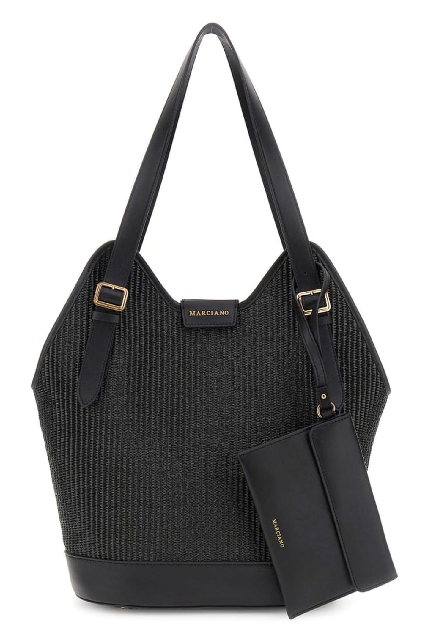MARCIANO BY GUESS RAFFIA HOBO JET BLACK 6