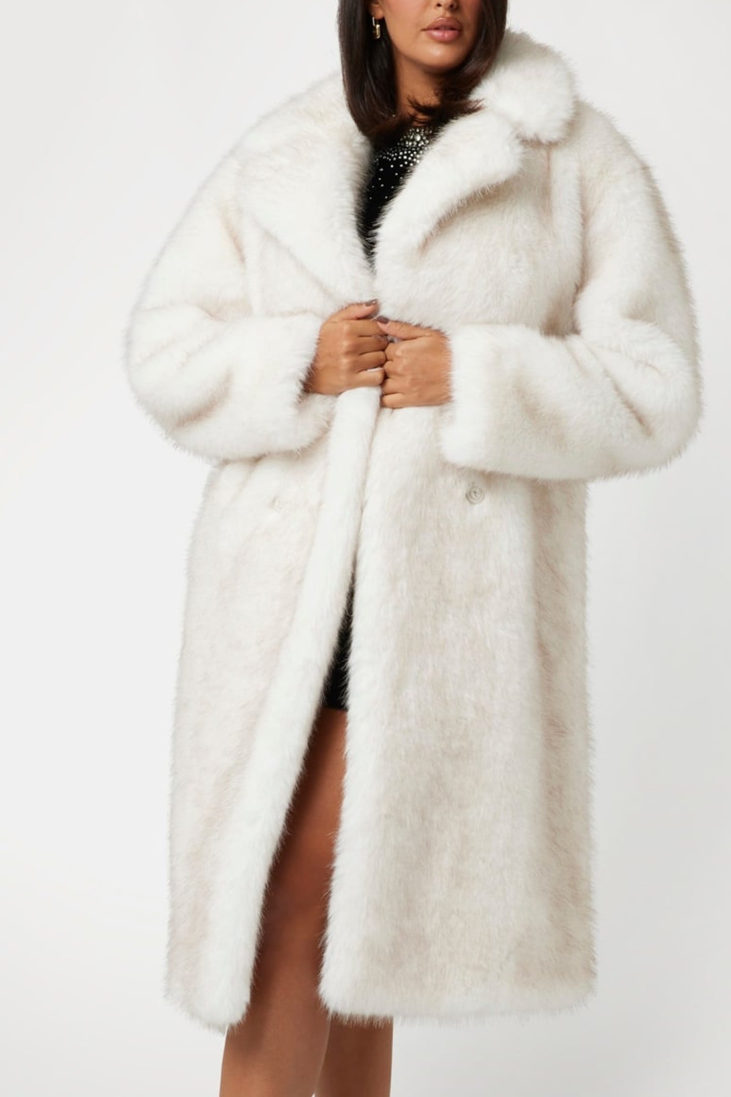 MARCIANO BY GUESS AUDREY LONG COAT MACADAMIA MULTI 2