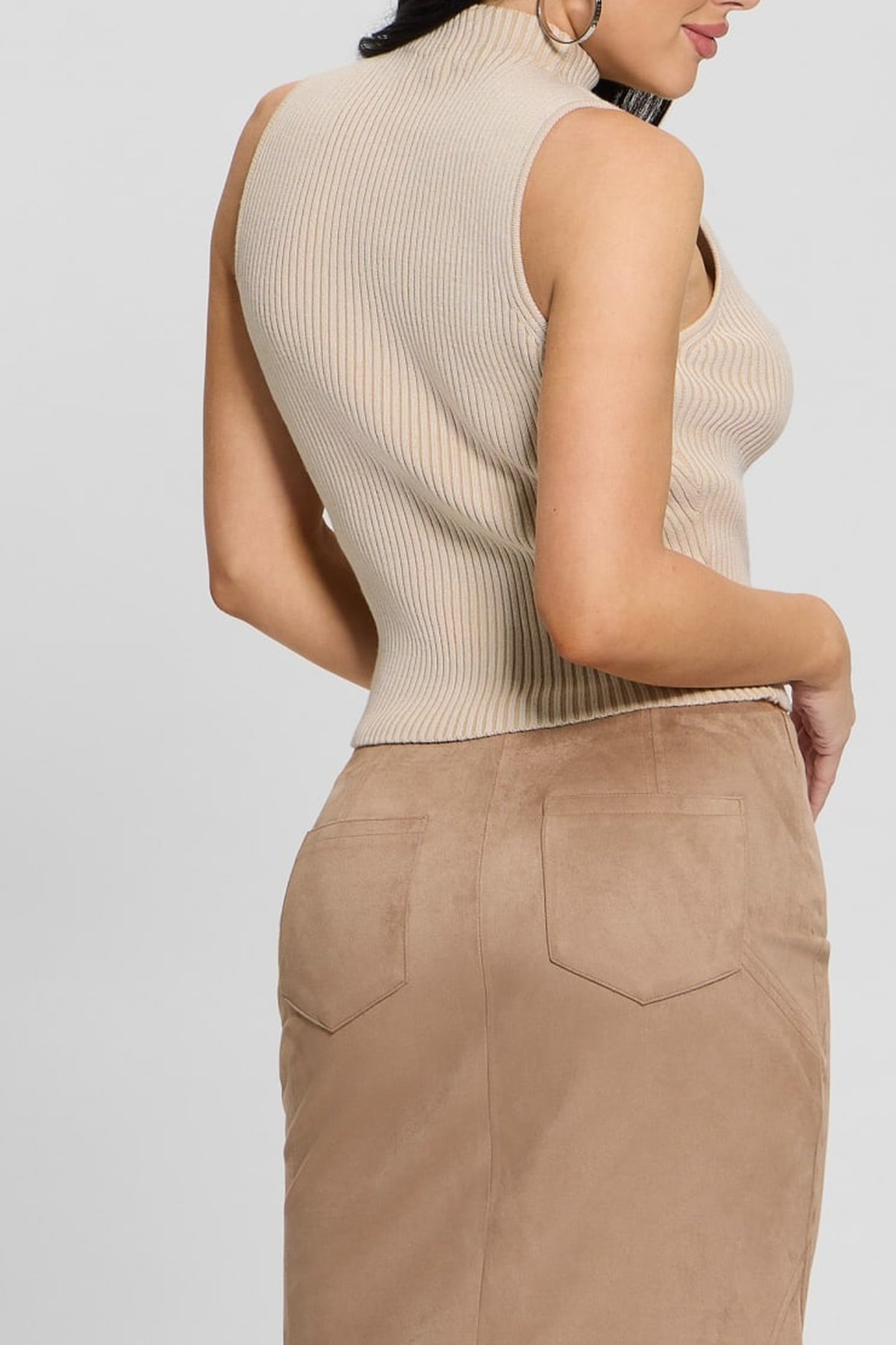 GUESS ECO ROSALIA MOCK NECK SL CREAM AND BEIGE VANI 8
