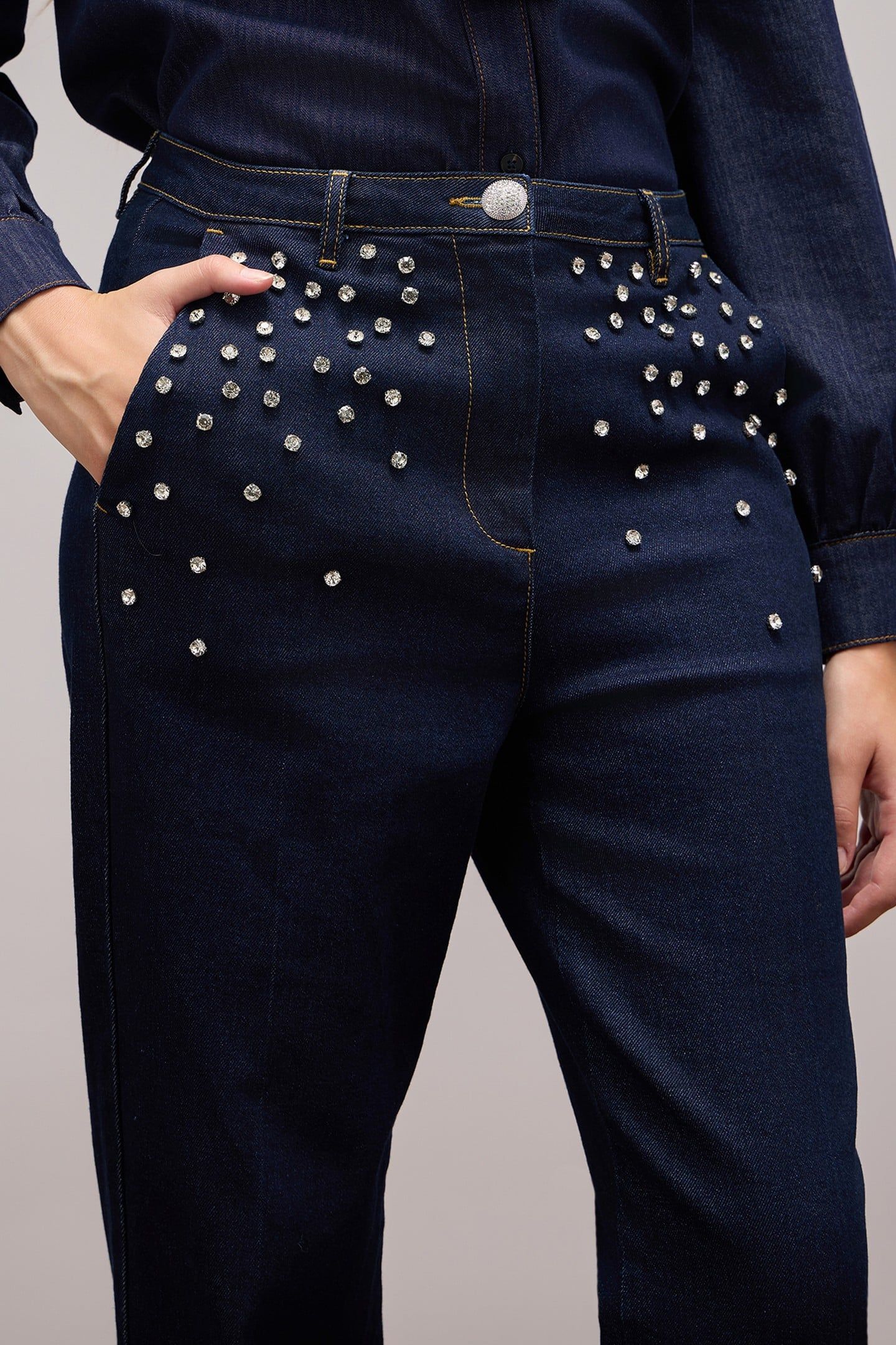 JEANS WITH CRYSTAL SET STONES BLUE 3