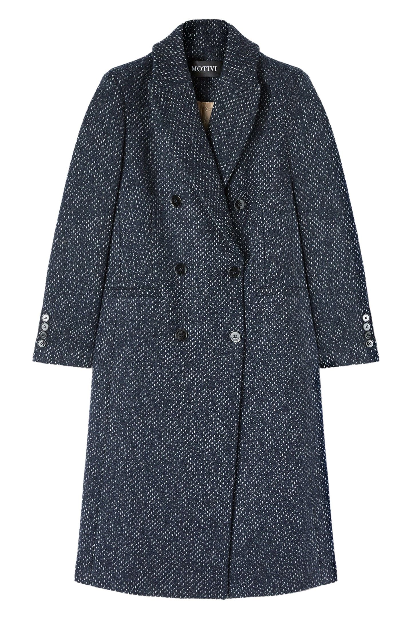 DOUBLE-BREASTED YARN DYED COAT BLUE 2