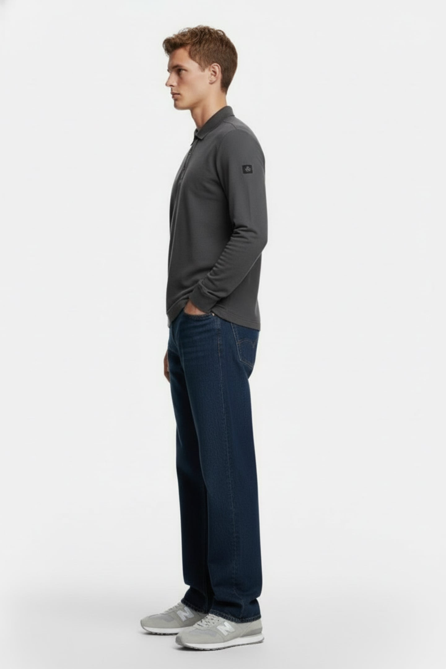 LUCASALF LONG SLEEVE POLO ASPHALT 3