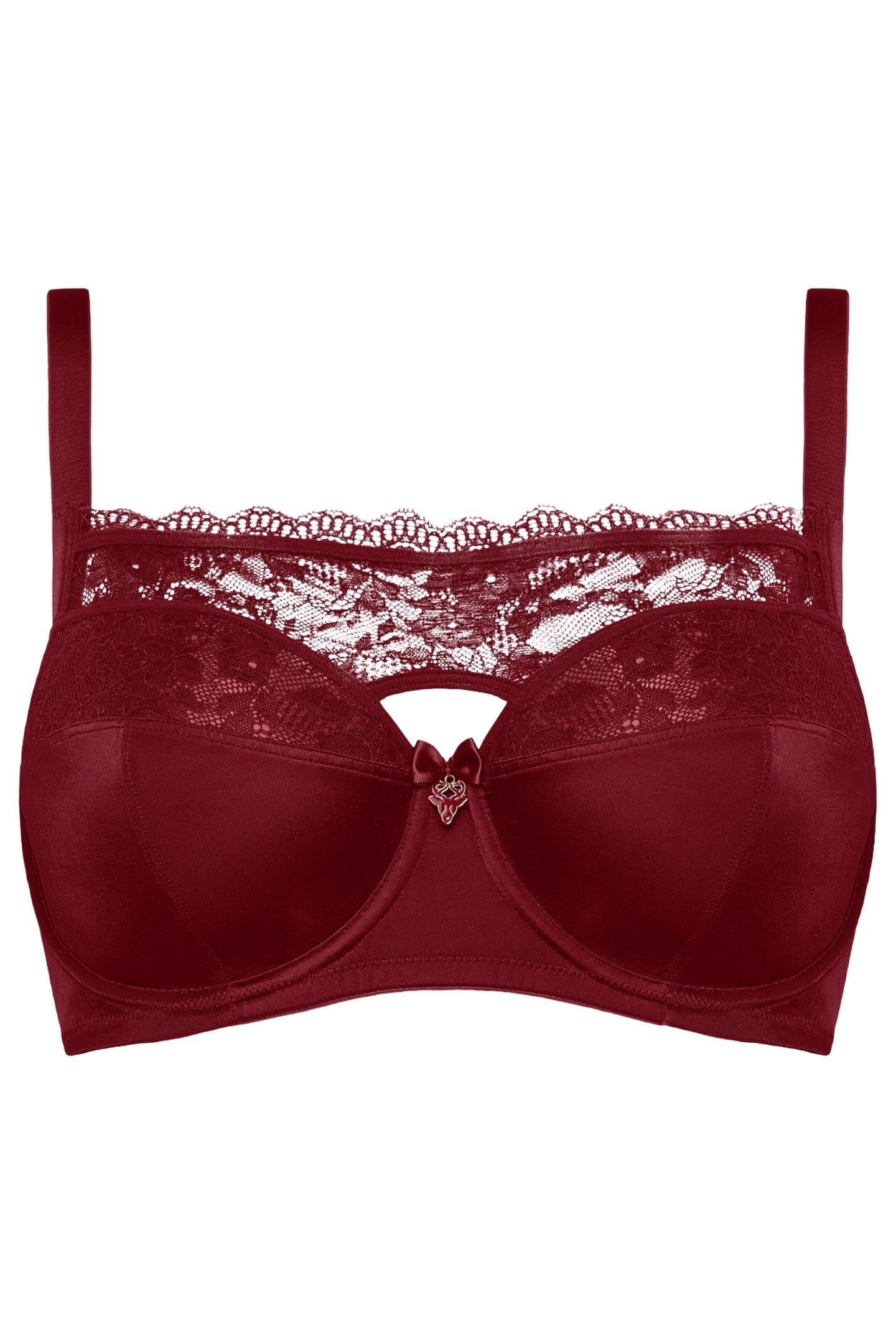 CARITA CABERNET RED AND LACE PLUNGE BALCONY BRA 3