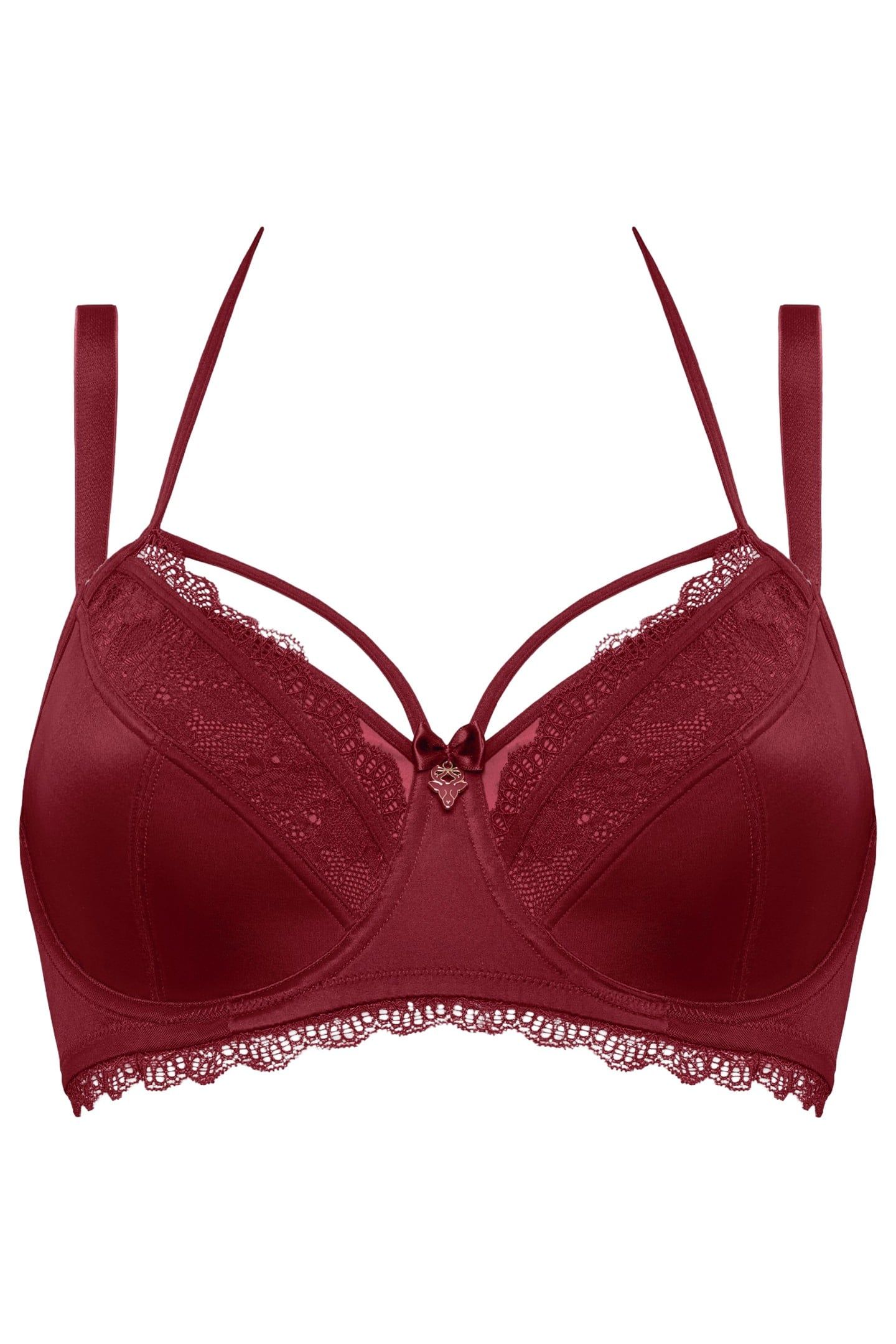 CARITA CABERNET RED AND LACE BALCONY BRA 3