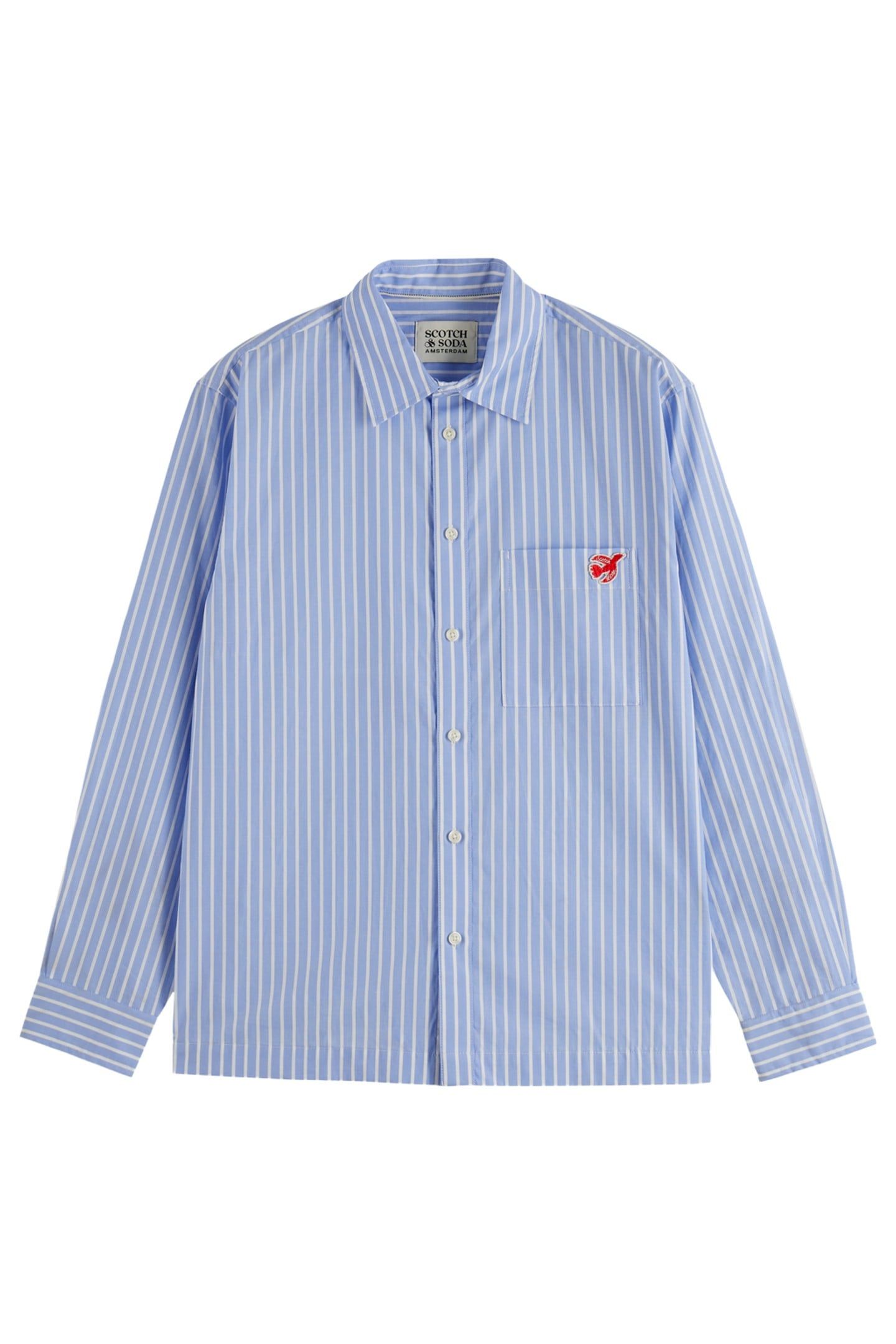CORE - THE FREE SPIRIT PEACE BIRD POPLIN SHIRT BLUE WHITE ST 5