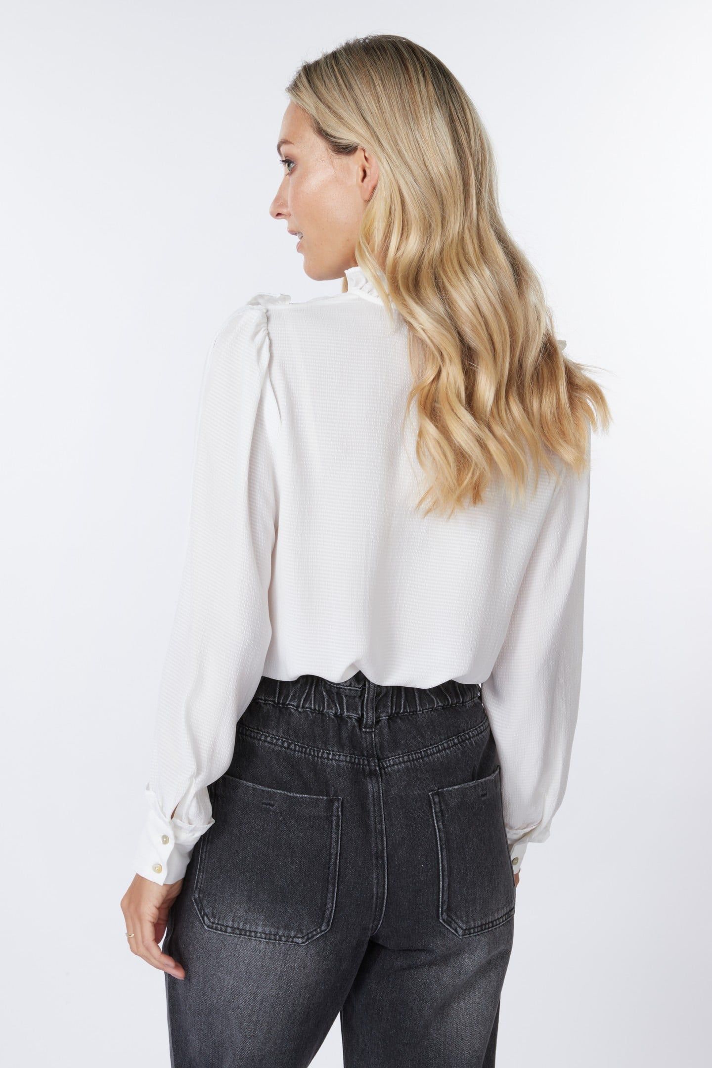 BLOUSE RUFFLES STRUCTURED FABRIC OFF WHITE 3