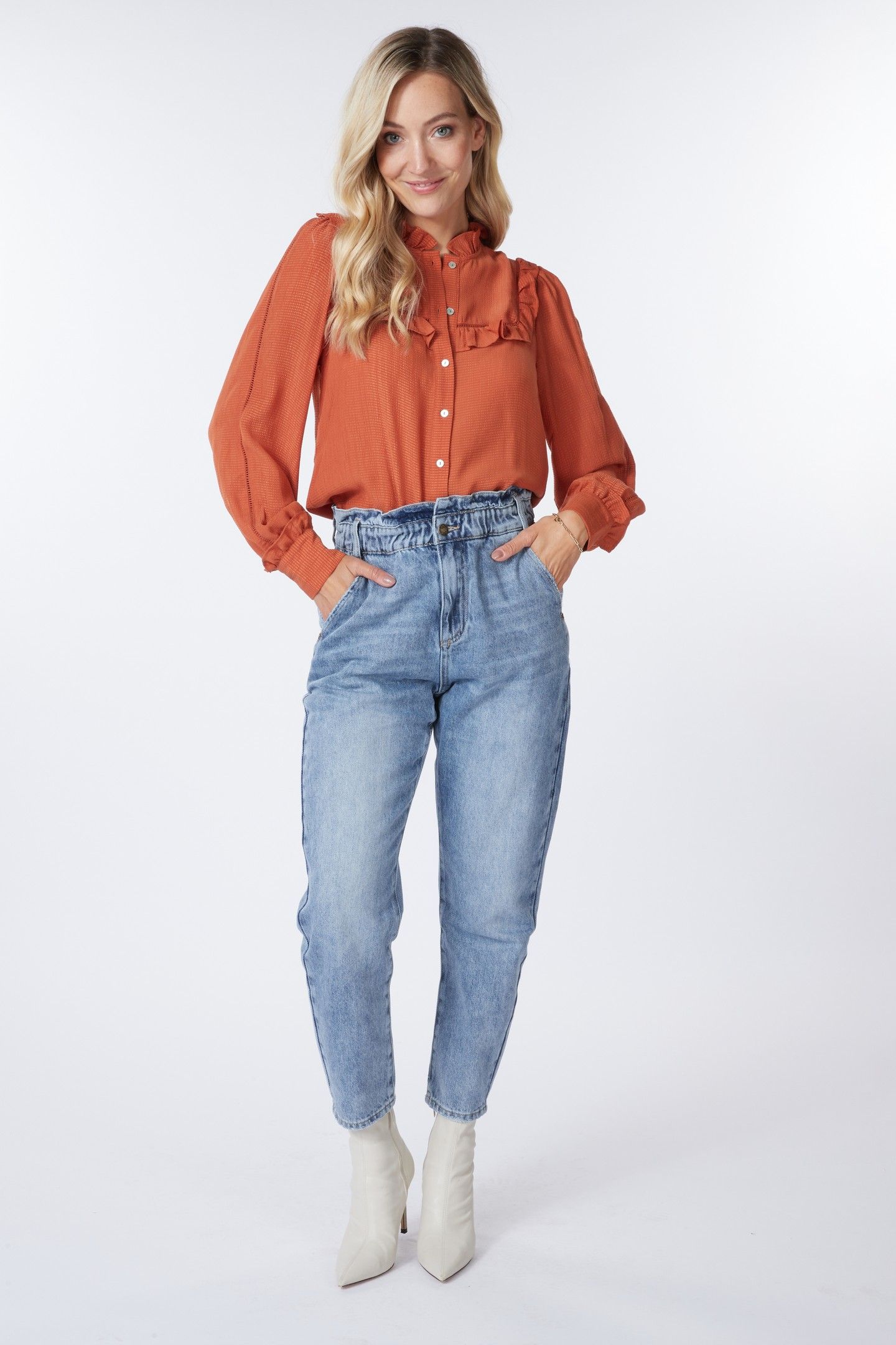 BLOUSE RUFFLES STRUCTURED FABRIC AUTUMN GLAZE 1