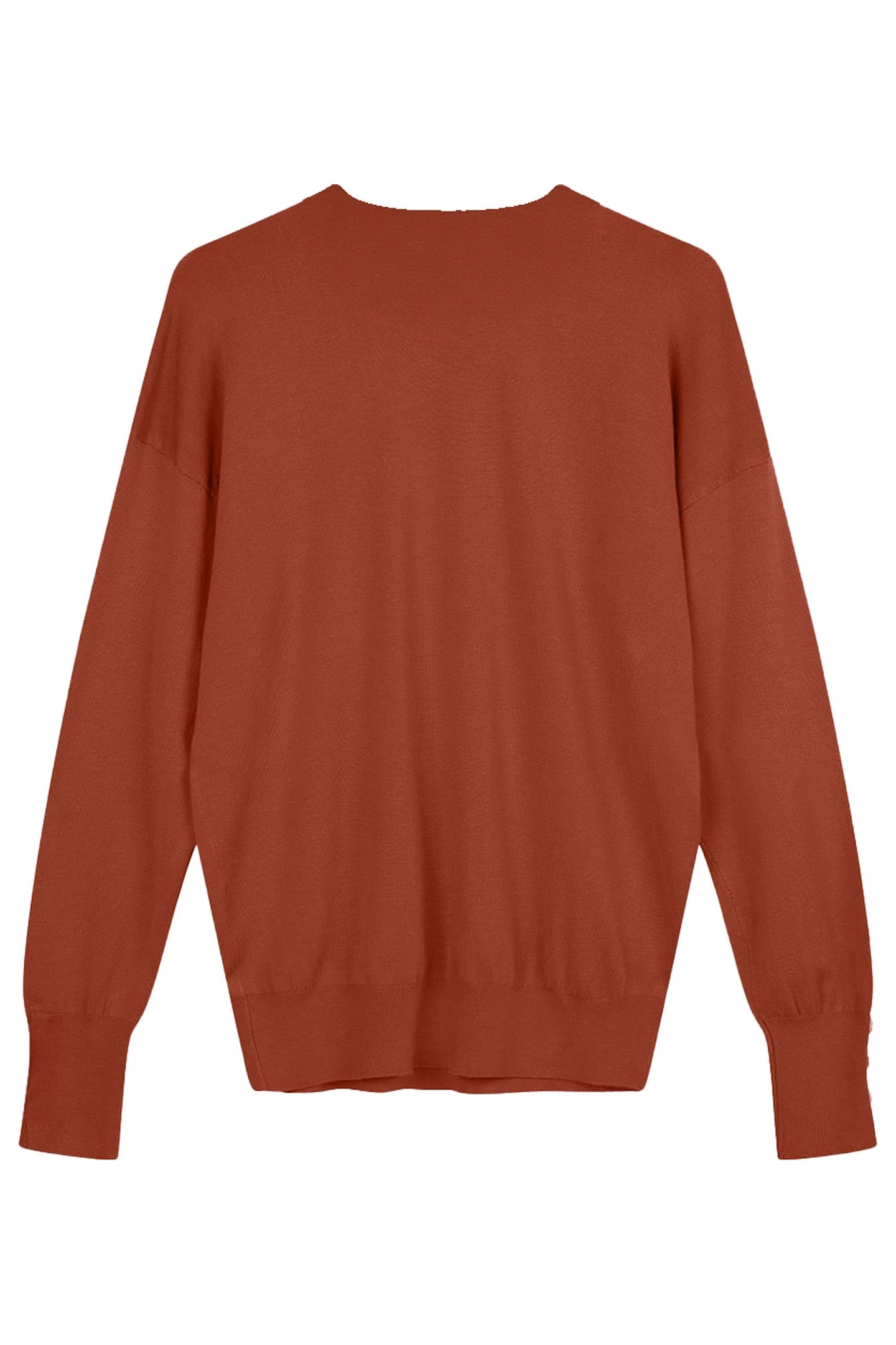 SWEATER BASIC BUTTON SLVE CUFF COPPER BROWN 2