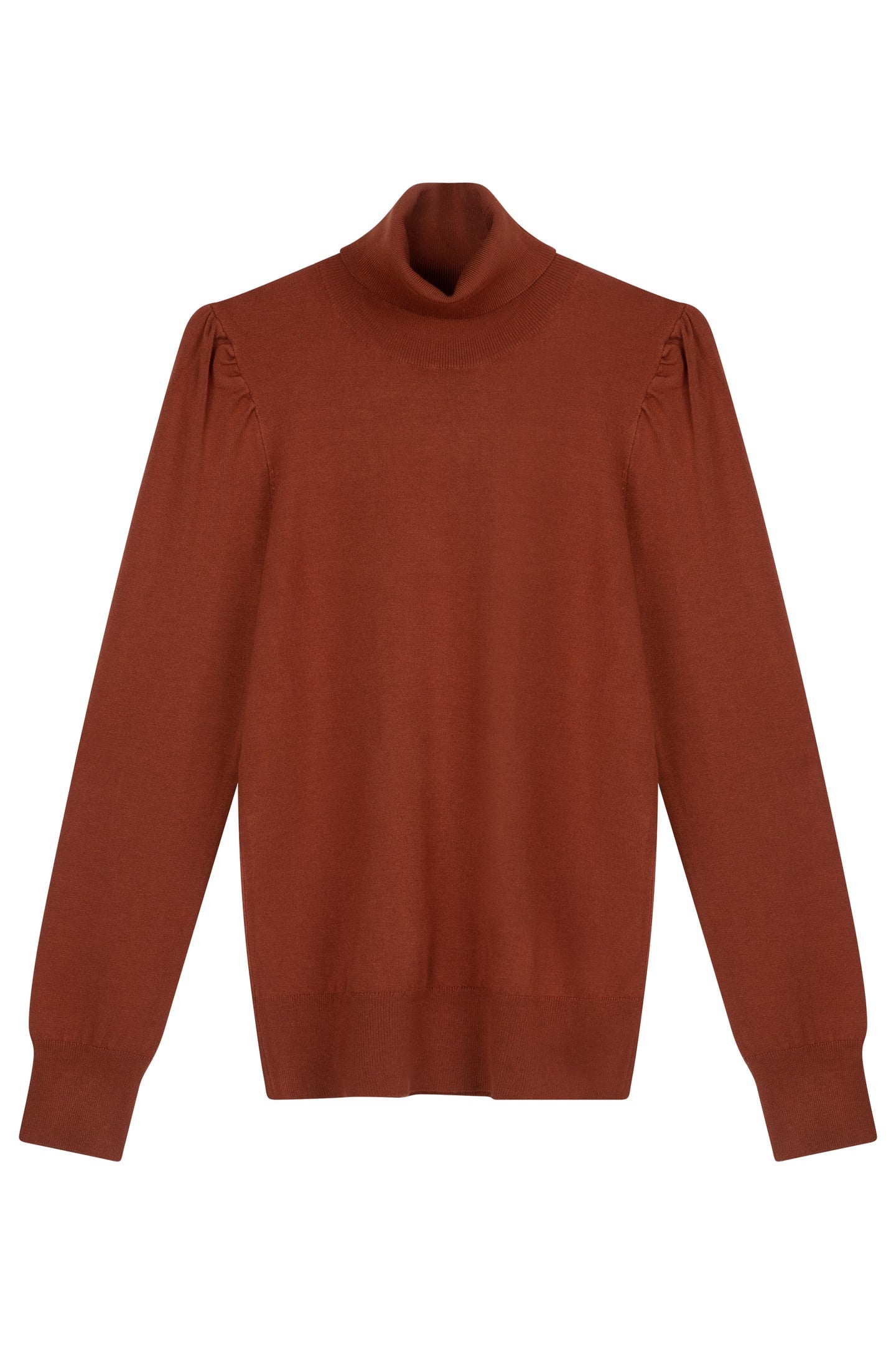 SWEATER GATHERING SHOULDER COPPER BROWN 4