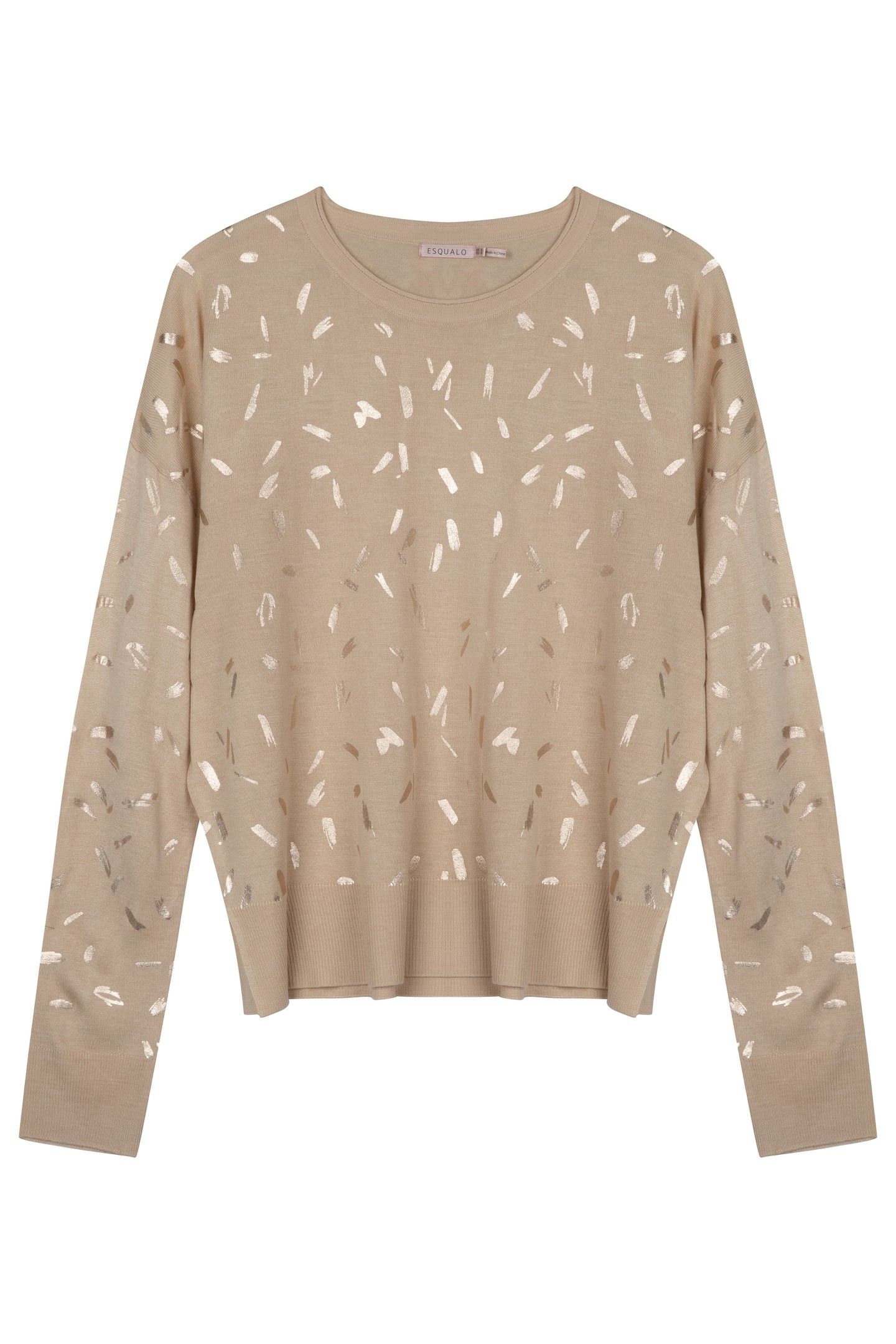 SWEATER FOIL PRINT L/SLV WARM SAND 3