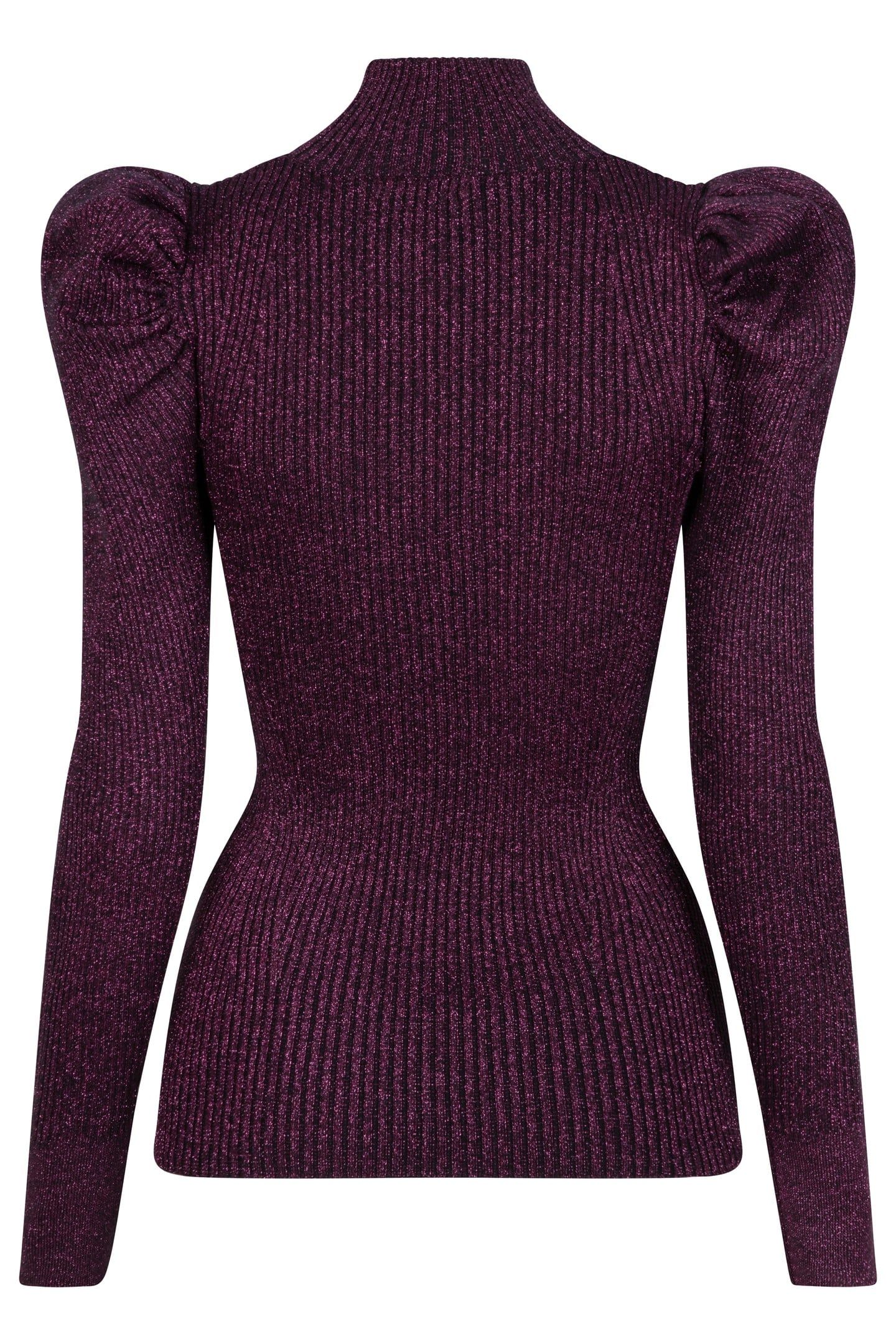 SWEATER MOCK NECK LUREX BLACK / PINK 2