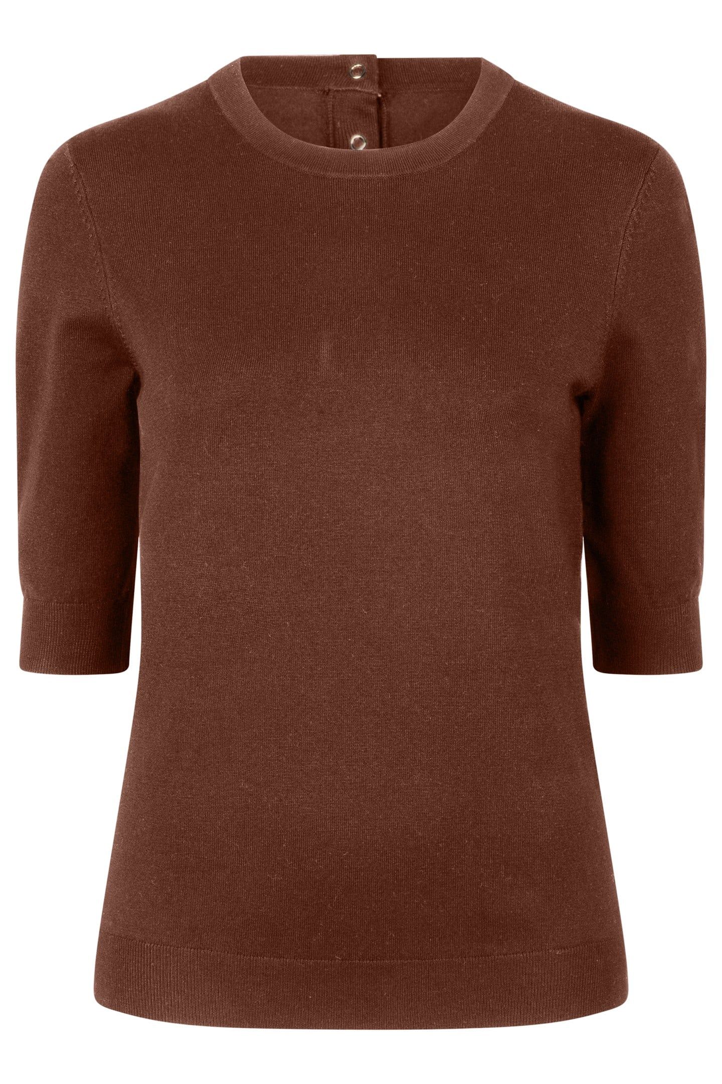 SWEATER BASIC SHORT SLEEVE BROWN 1