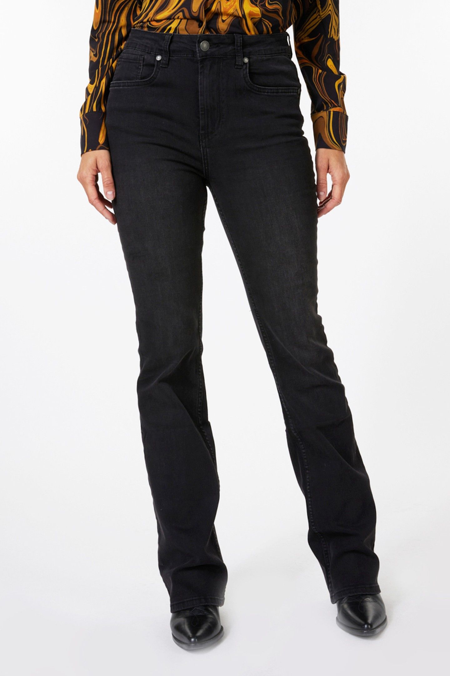 TROUSERS FLAIR BLACK DENIM BLACK 1