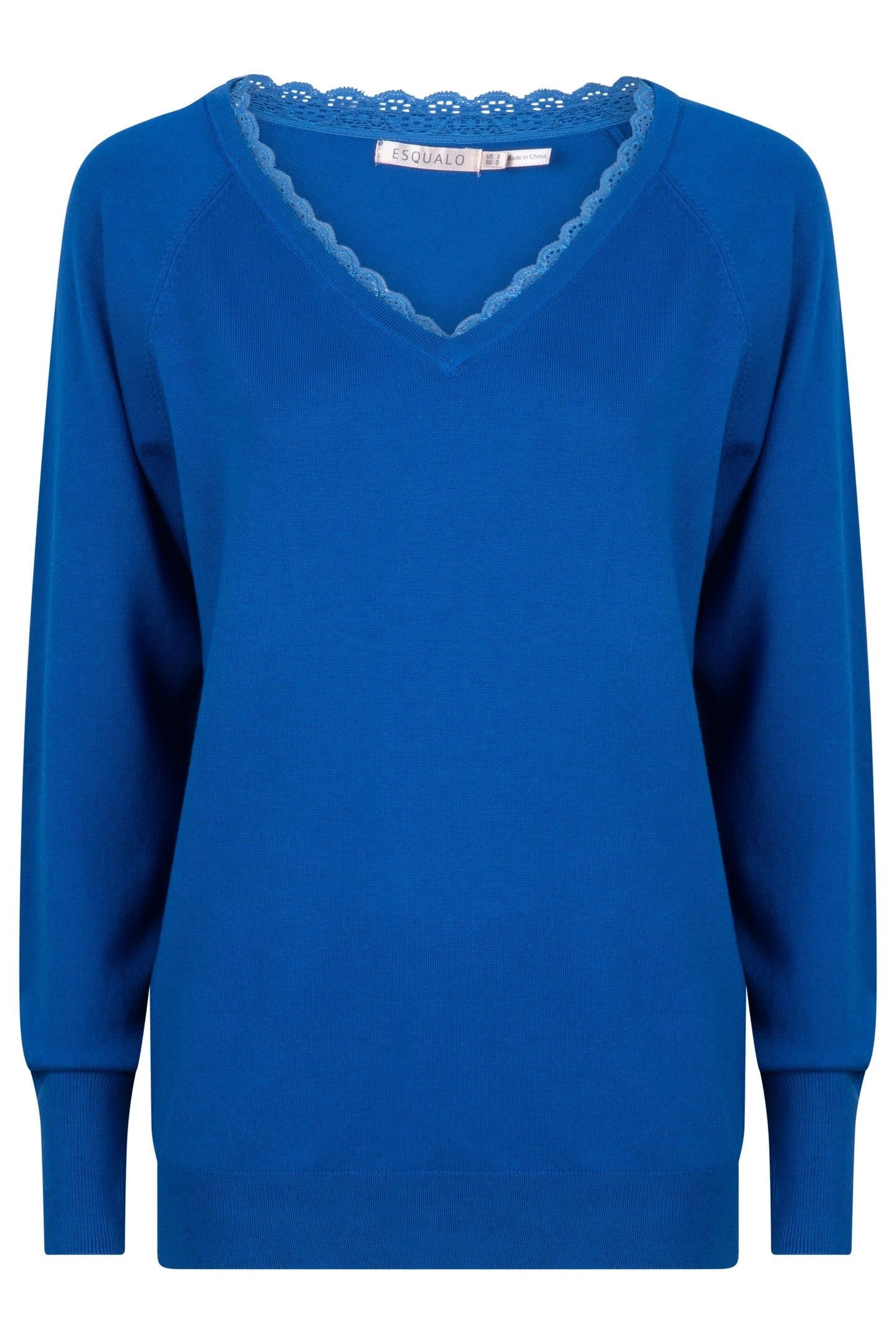 SWEATER V-NECK LACE BLUE 1