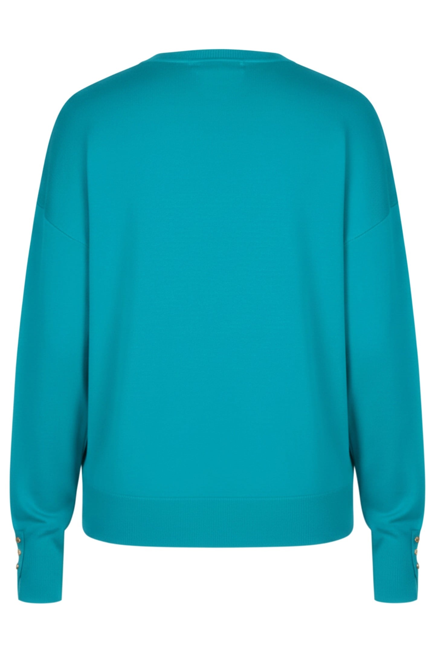 SWEATER BASIC BUTTON SLVE CUFF PEACOCK BLUE 2