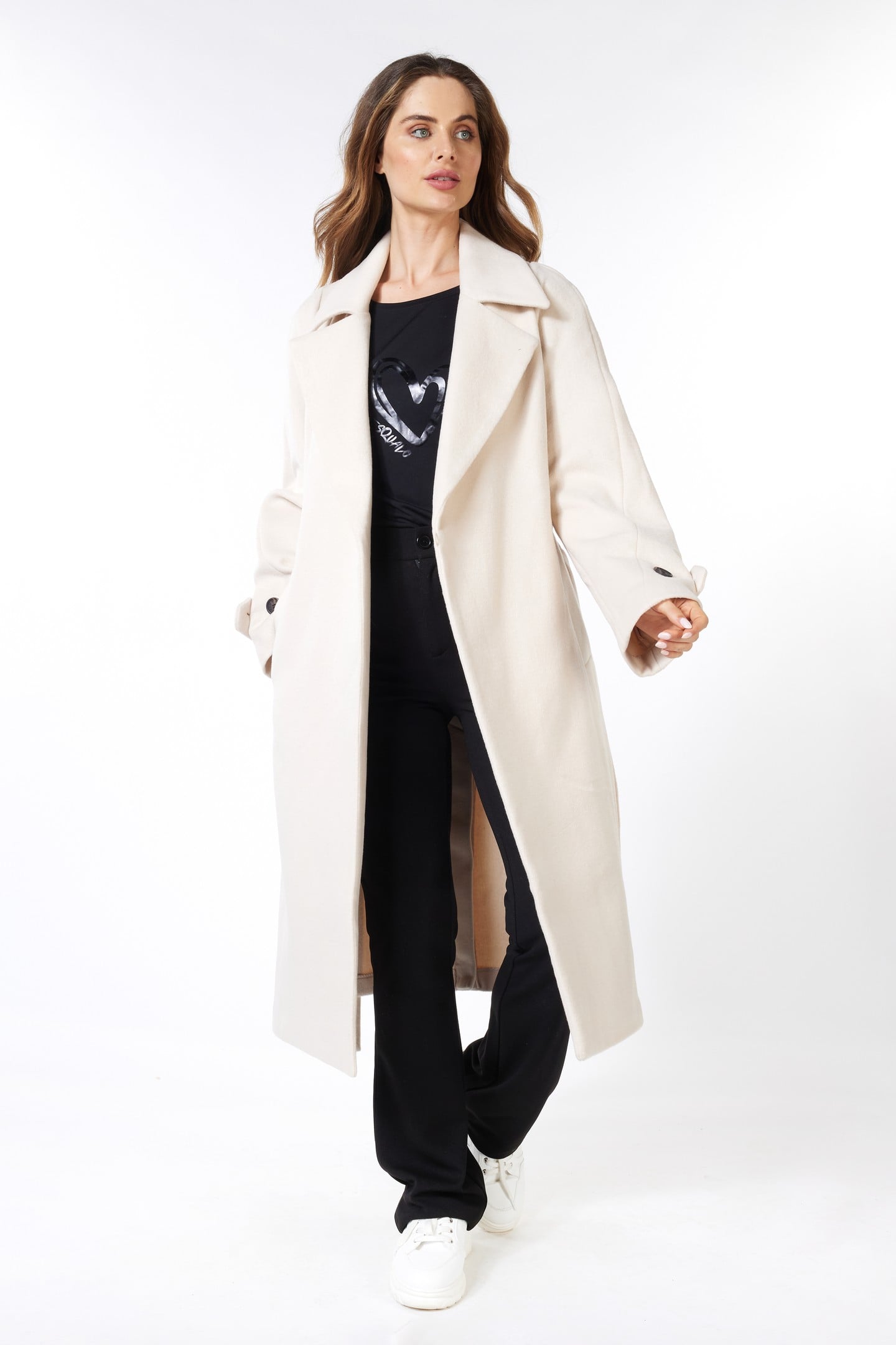 COAT LONG BELT LIGHT SAND 3