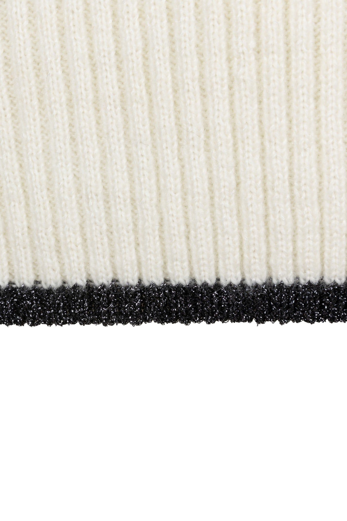 SWEATER COL STRIPED LUREX OFF WHITE / BLACK 7