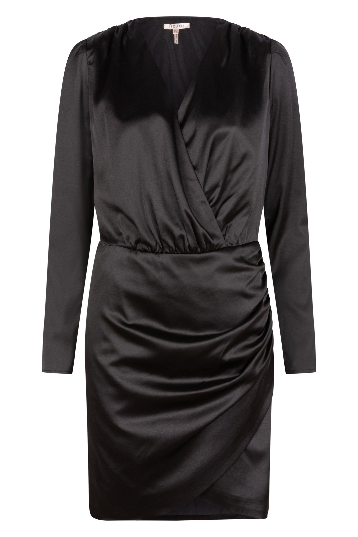 DRESS OVERLAP GATHERING BLACK 4