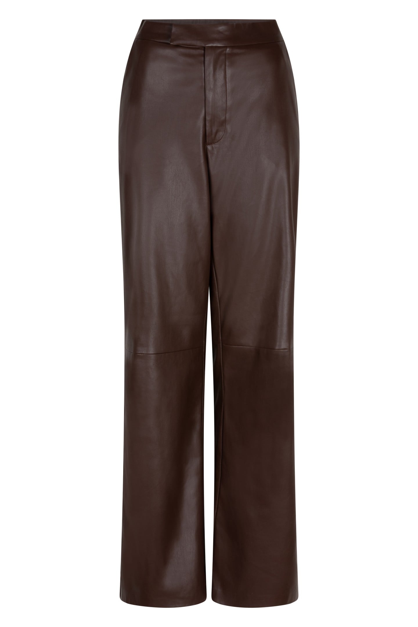 TROUSERS WIDE VEGAN LEATHER CHOCOLATE 5