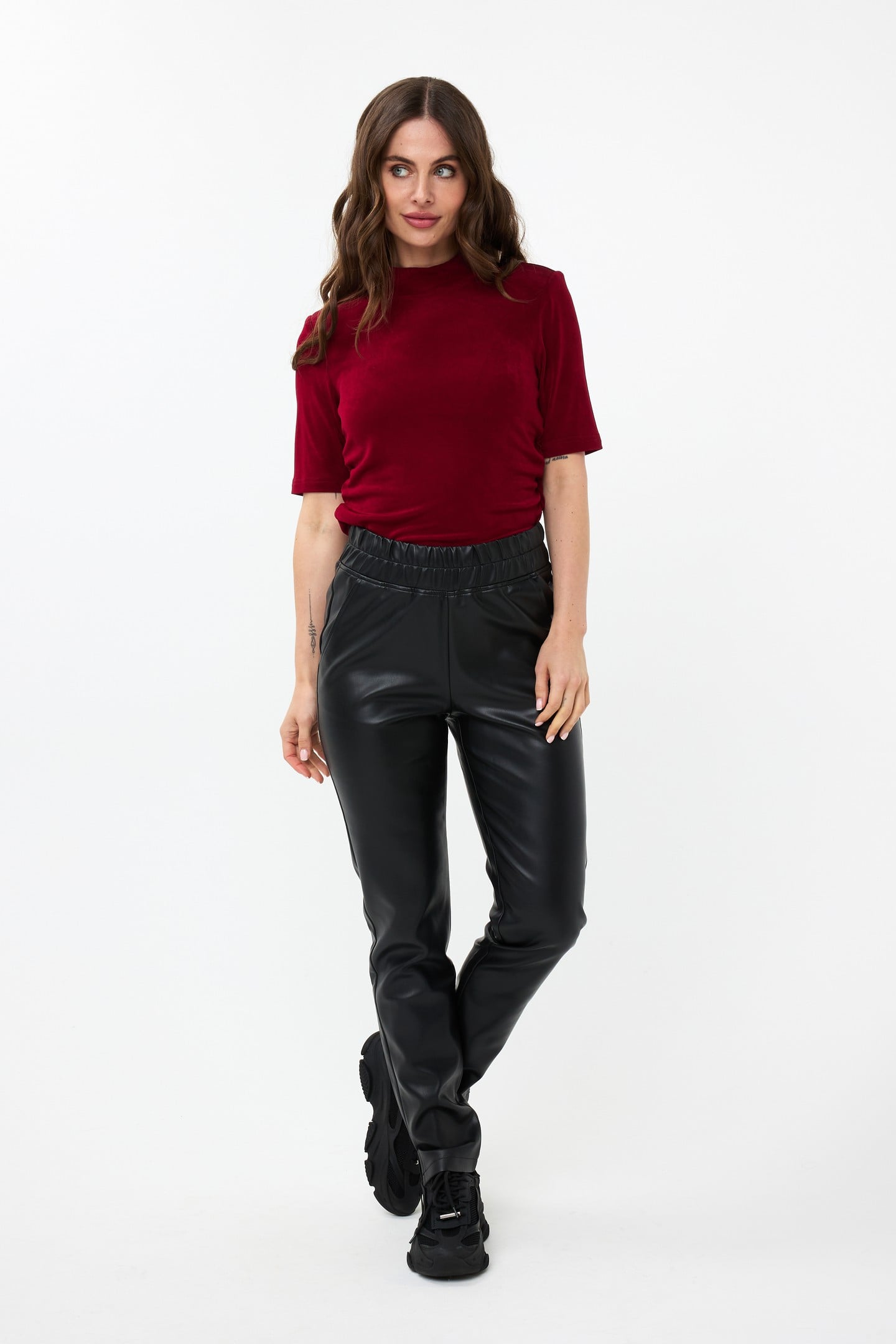 TOP WRINKLED WAIST WINE RED 1