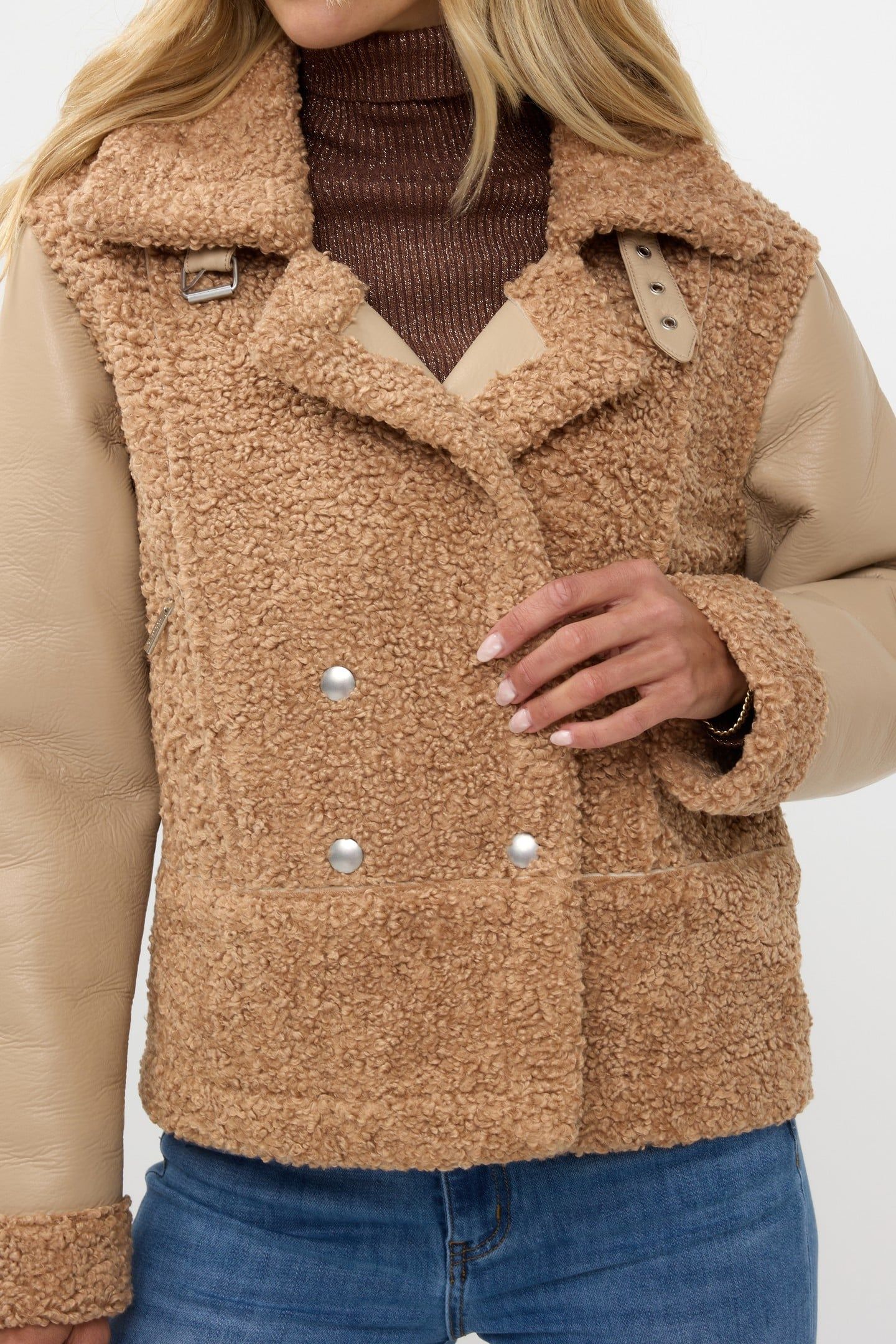 JACKET BONDED PU SLEEVES BRANDY 7