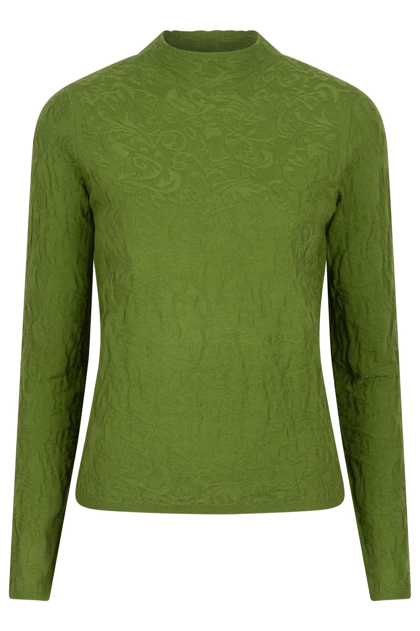 SWEATER SOLID JACQUARD FOREST GREEN 5