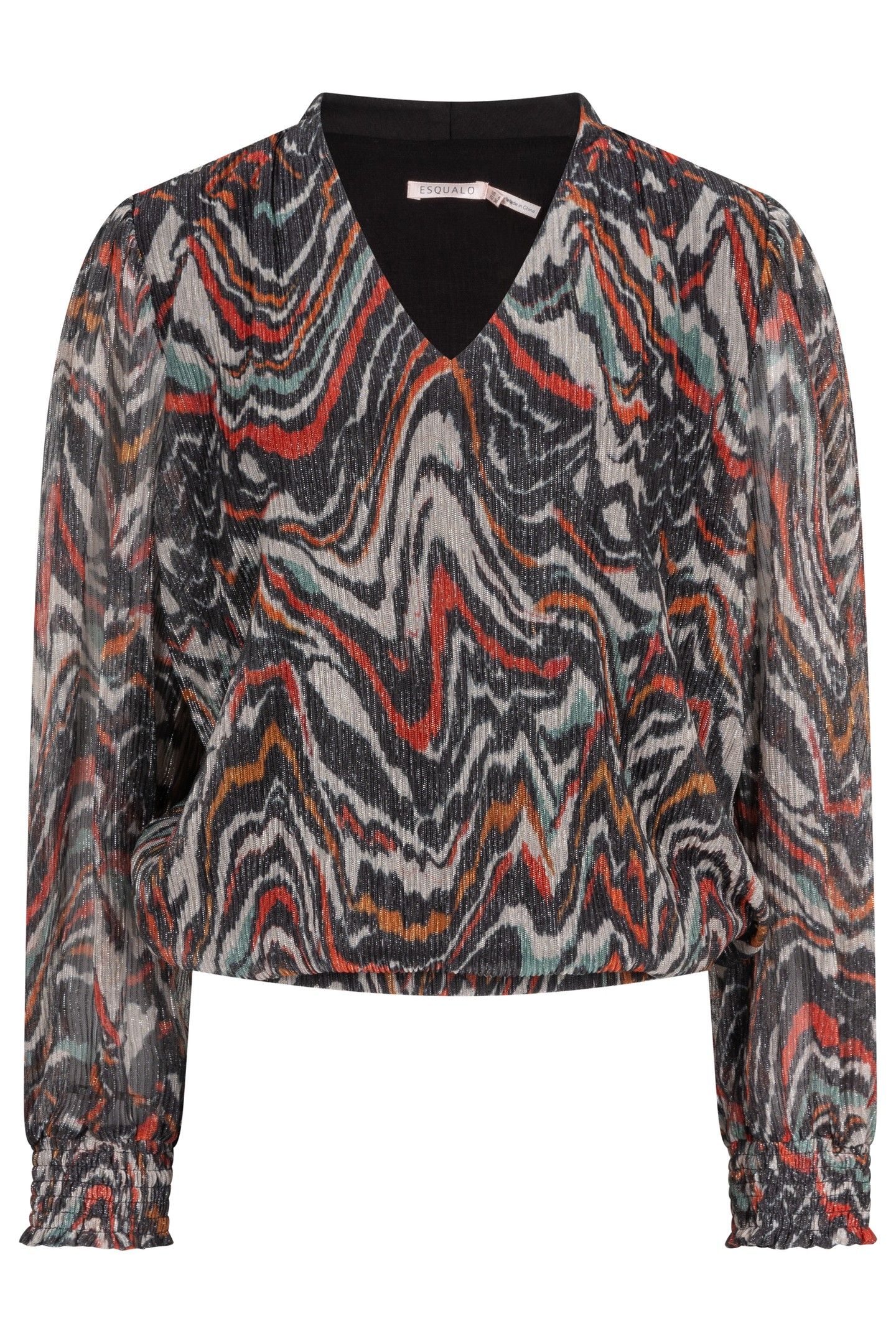 BLOUSE LUREX PLISSE WAVES PRINT 4