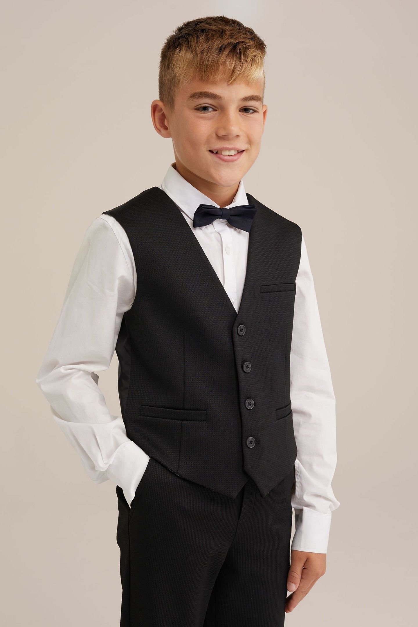 BOYS WAISTCOAT BLACK 1