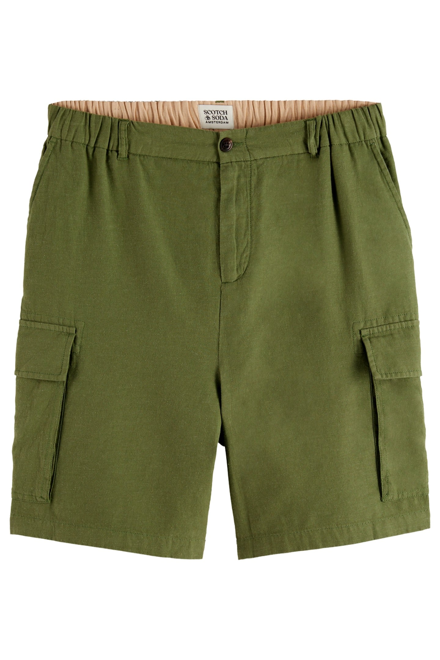 COTTON-LINEN RELAXED FIT CARGO SHORT ARMY 4