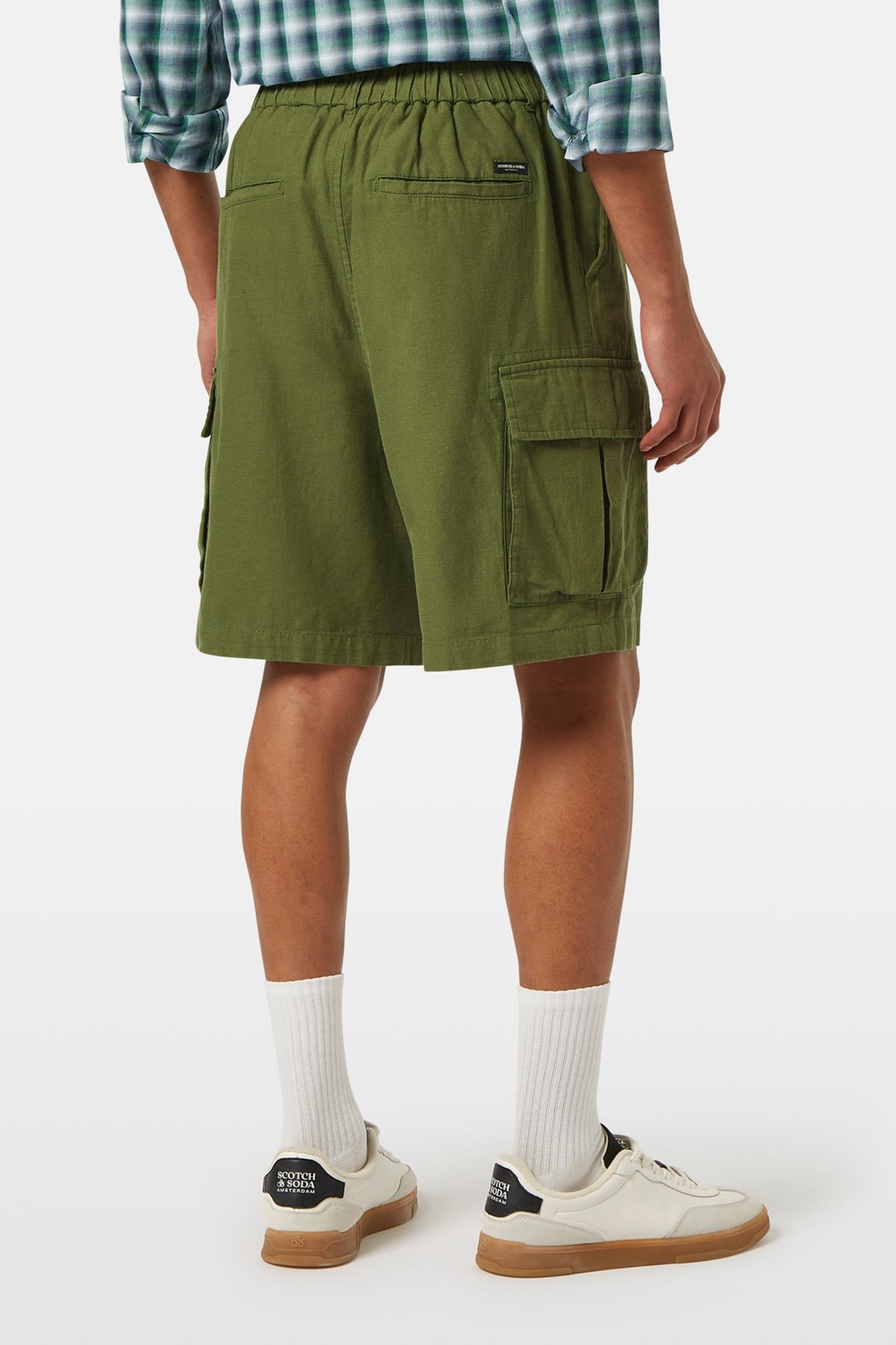 COTTON-LINEN RELAXED FIT CARGO SHORT ARMY 3