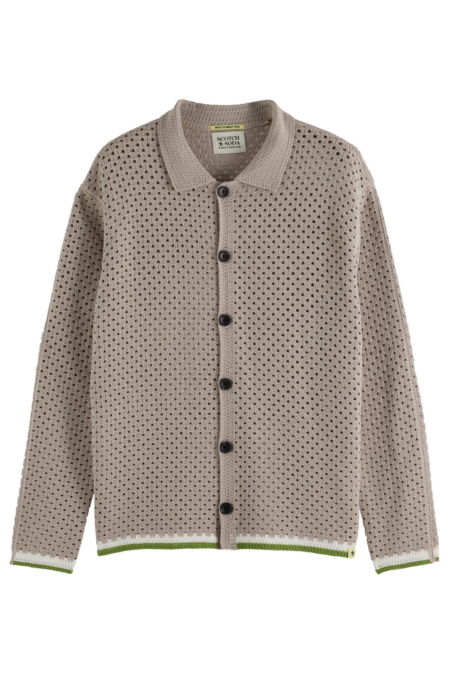 CROCHET LONG-SLEEVED SHIRT HIGHWAY GREY 1