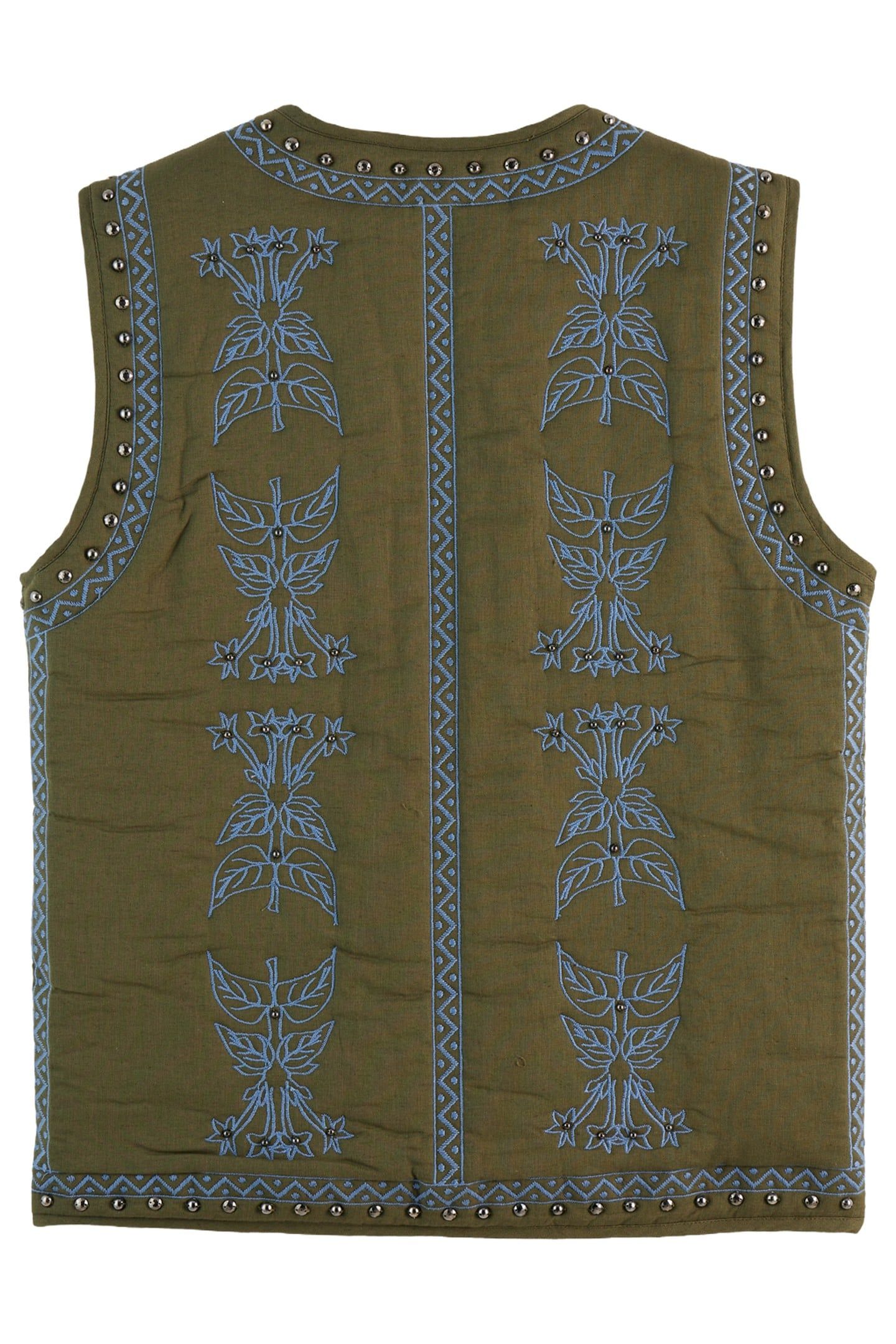 FLORAL EMBROIDERED GILET CLASSIC GREEN 2
