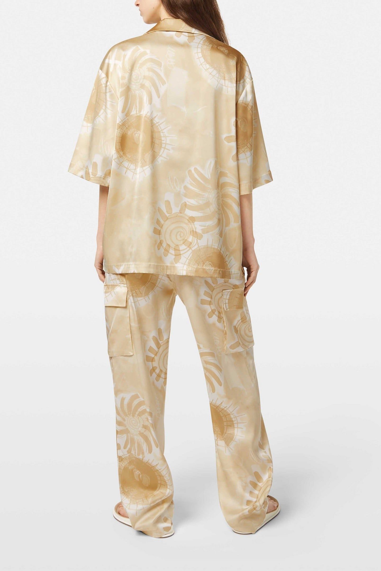 SATIN PRINTED SHORT SLEEVE SHIRT ABSTRACT SUN SAND 3