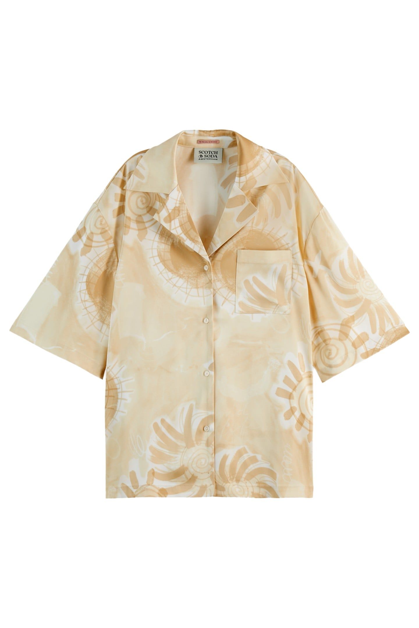 SATIN PRINTED SHORT SLEEVE SHIRT ABSTRACT SUN SAND 4