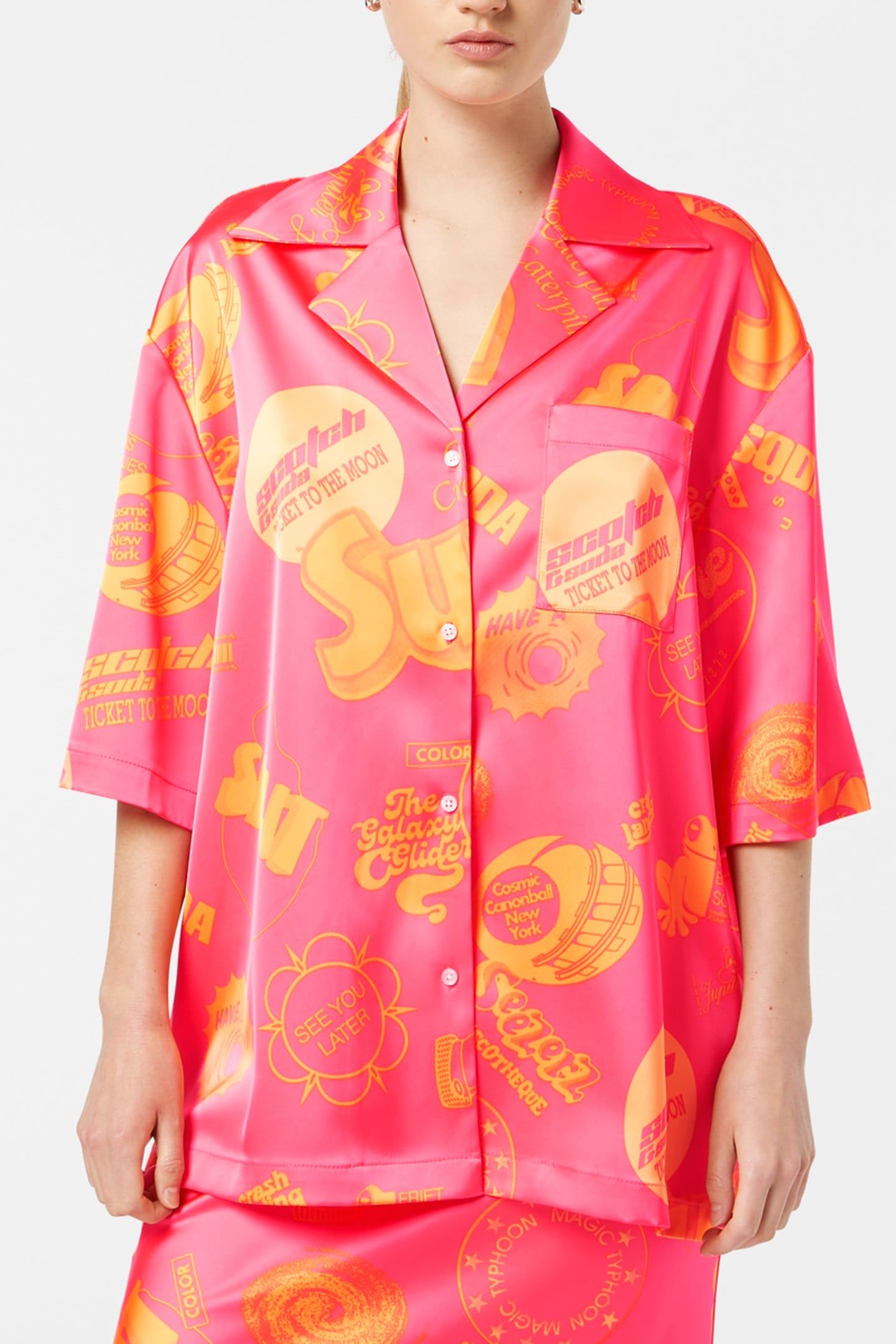 SATIN PRINTED SHORT SLEEVE SHIRT LUNAR PIER PINK 6