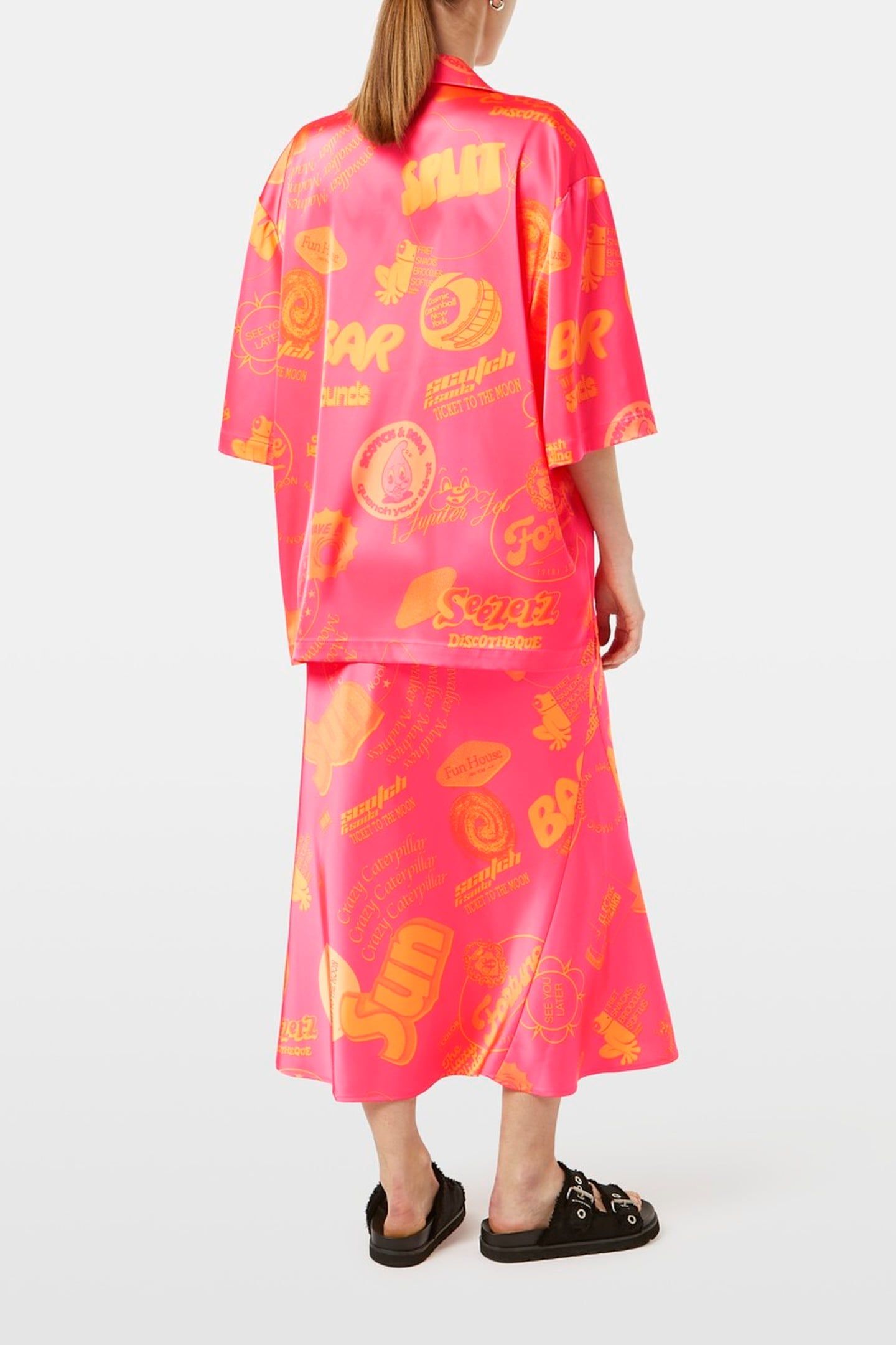 SATIN PRINTED SHORT SLEEVE SHIRT LUNAR PIER PINK 2