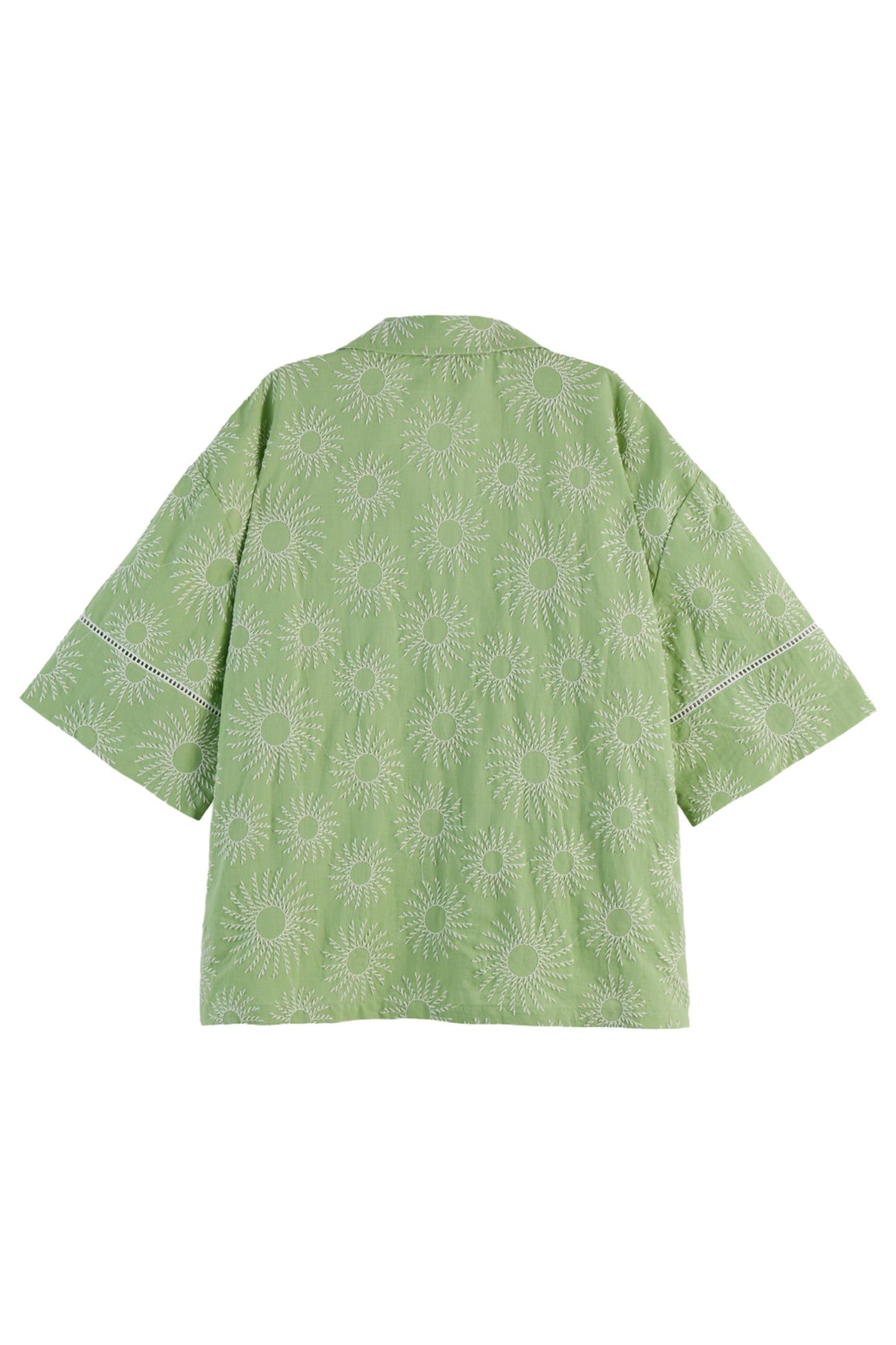 COTTON LINEN EMBROIDERED SHORT SLEEVE SHIRT PISTACHIO 4